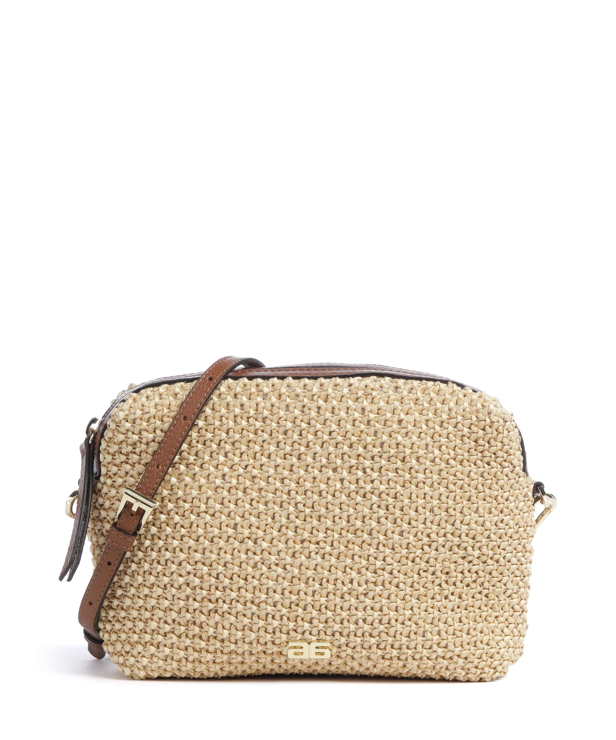 Abro Maglia Raffia Kaia Crossbody tas natural/nut
