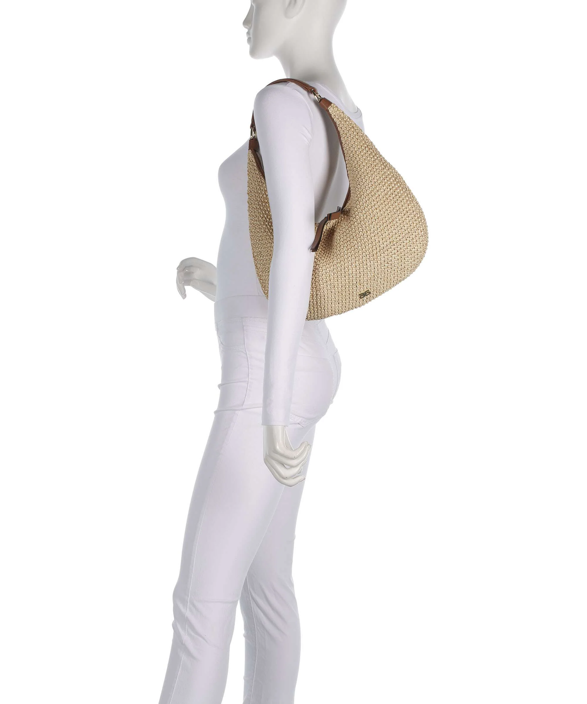 Abro Maglia Raffia Nana Small Hobo tas natural/nut - Image 3