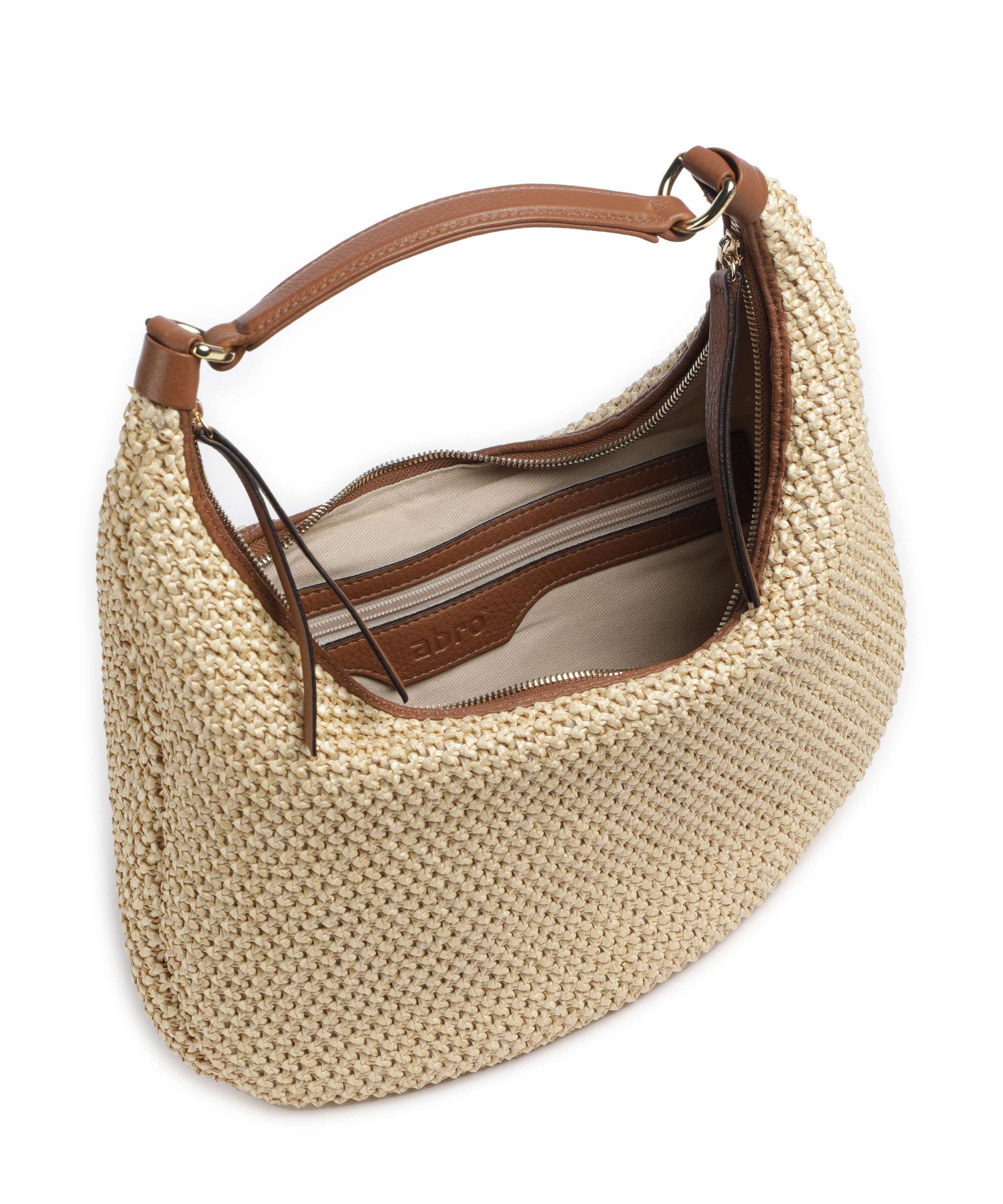 Abro Maglia Raffia Nana Small Hobo tas natural/nut - Image 5
