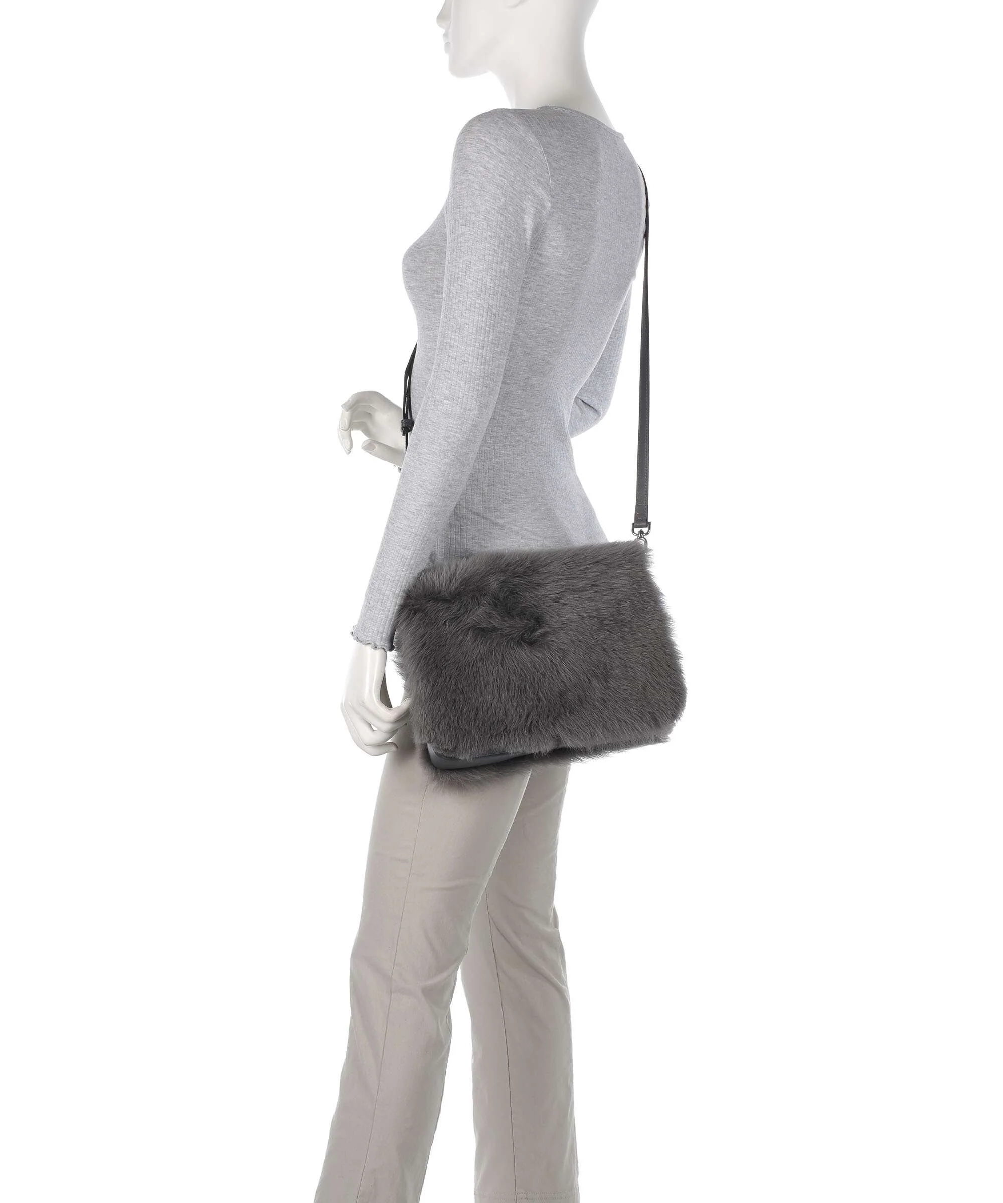 Abro Shearling Astor Schoudertas grey - Image 3