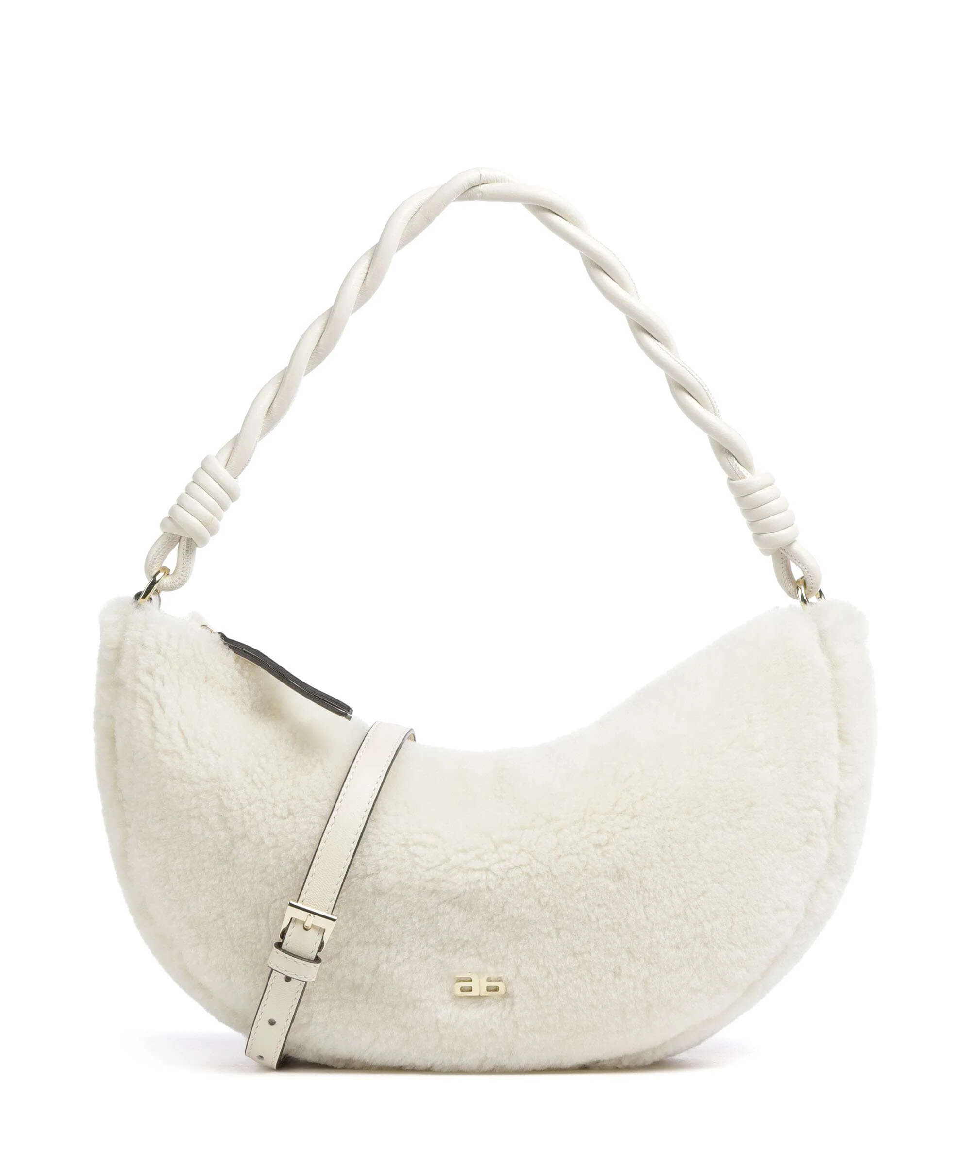 Abro Shearling Moon Schoudertas milk