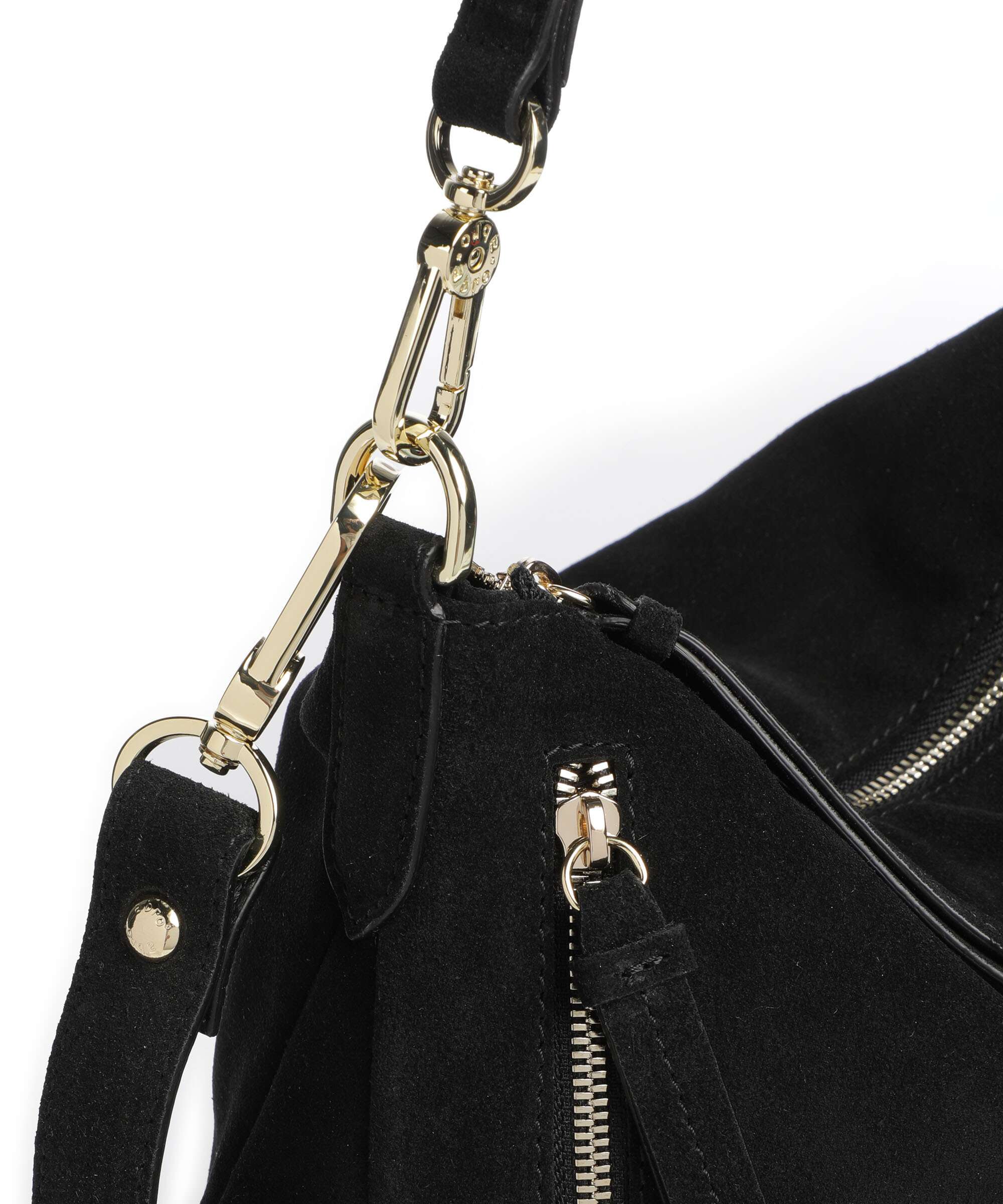 Abro Suede Juna Small Hobo tas black/gold - Image 4