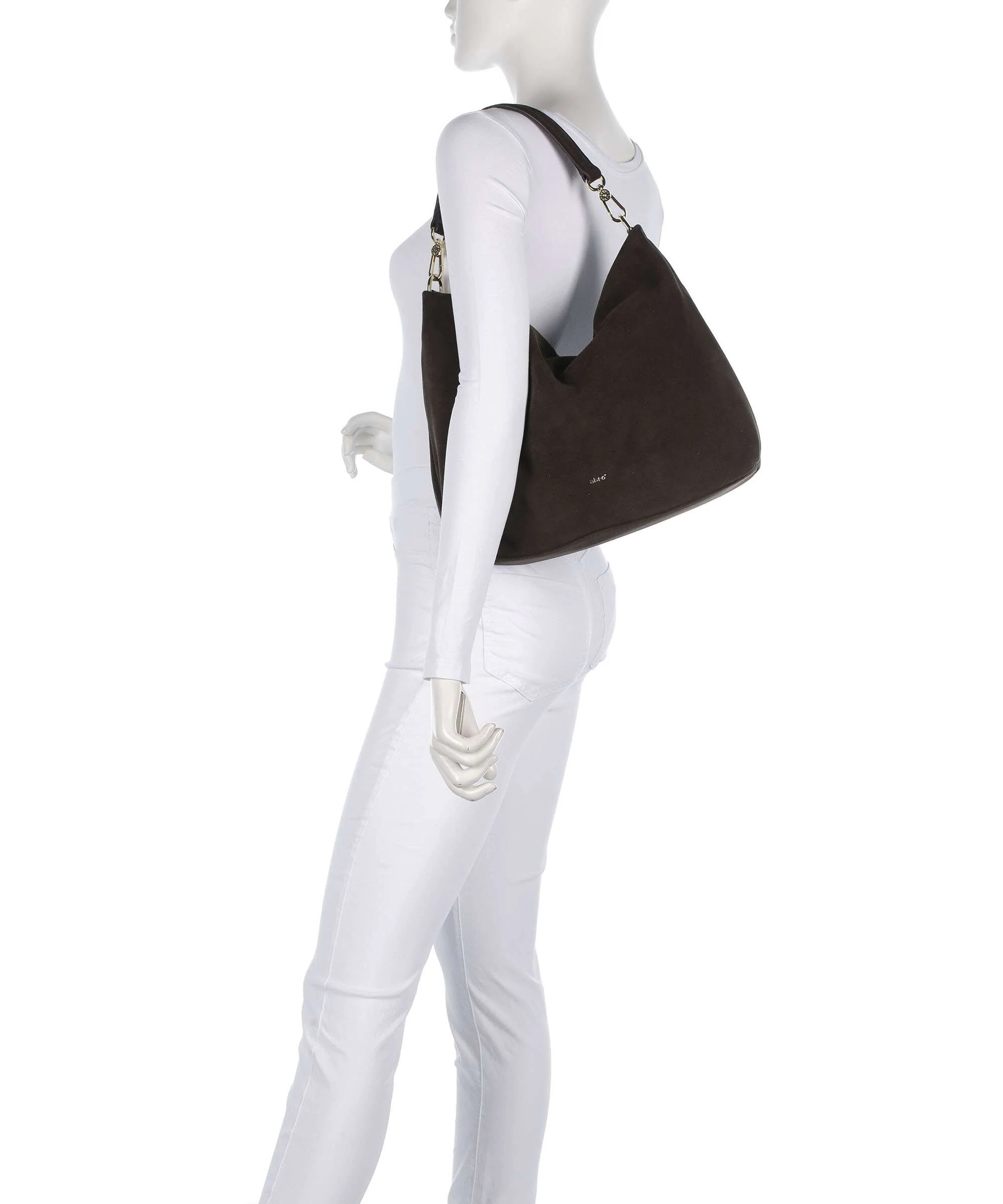 Abro Suede Kaia Hobo tas dark brown - Image 3
