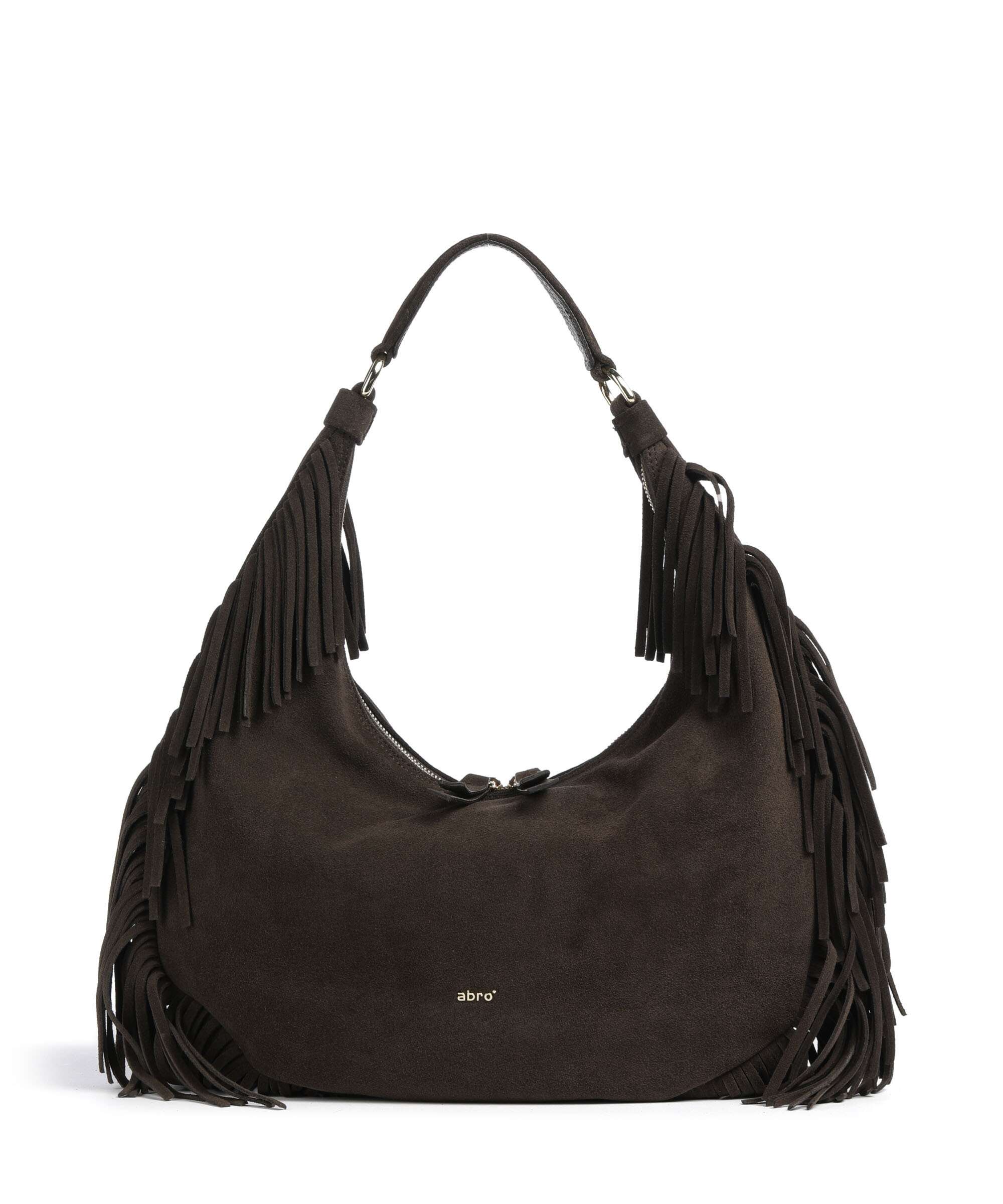 Abro Suede Nana Fringes Hobo tas dark brown