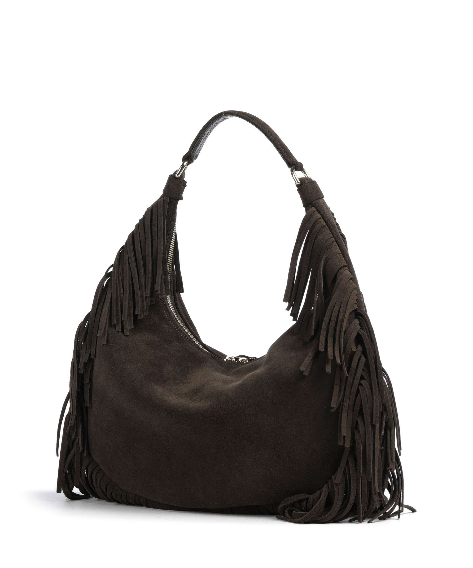 Abro Suede Nana Fringes Hobo tas dark brown - Image 2