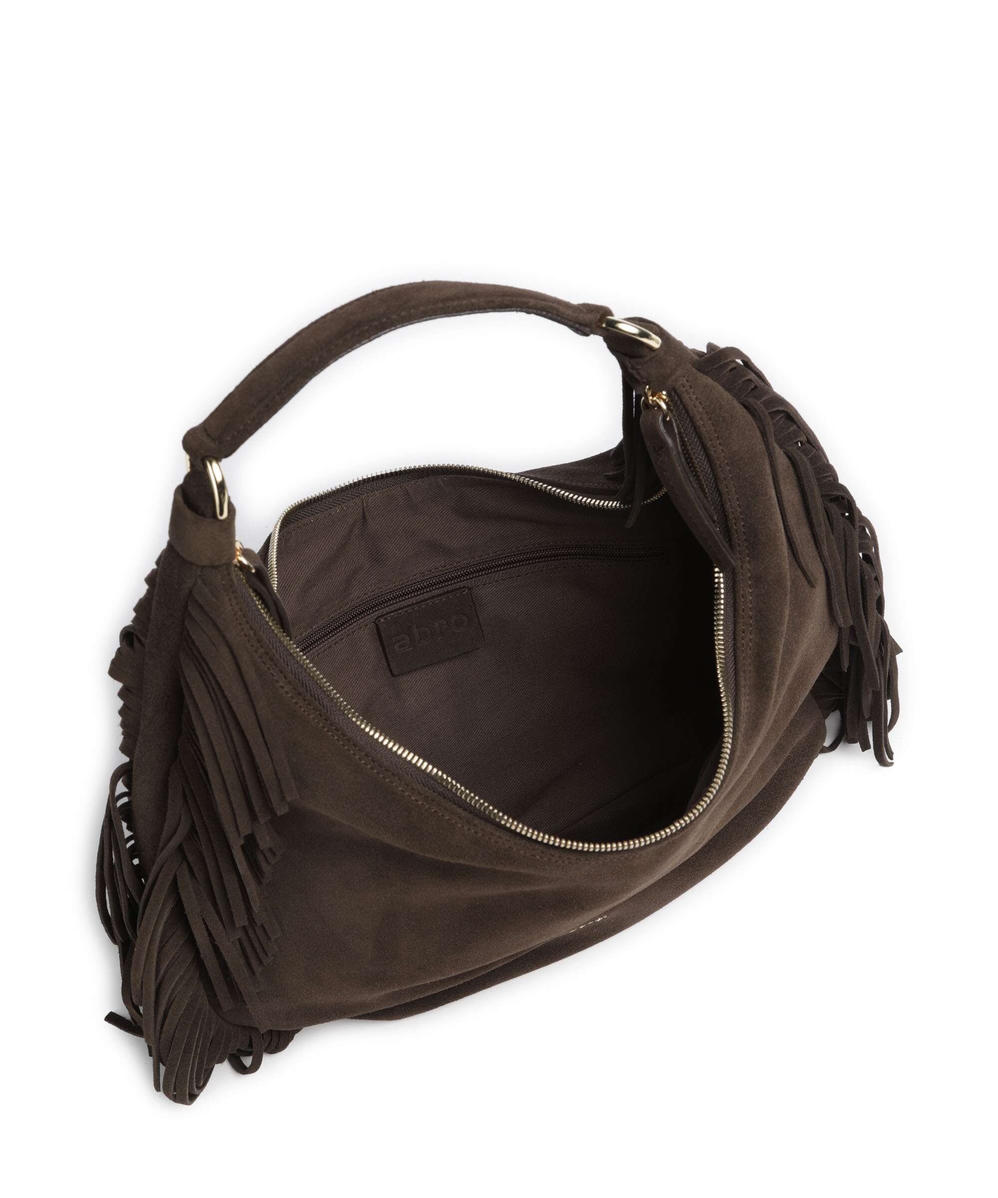 Abro Suede Nana Fringes Hobo tas dark brown - Image 5