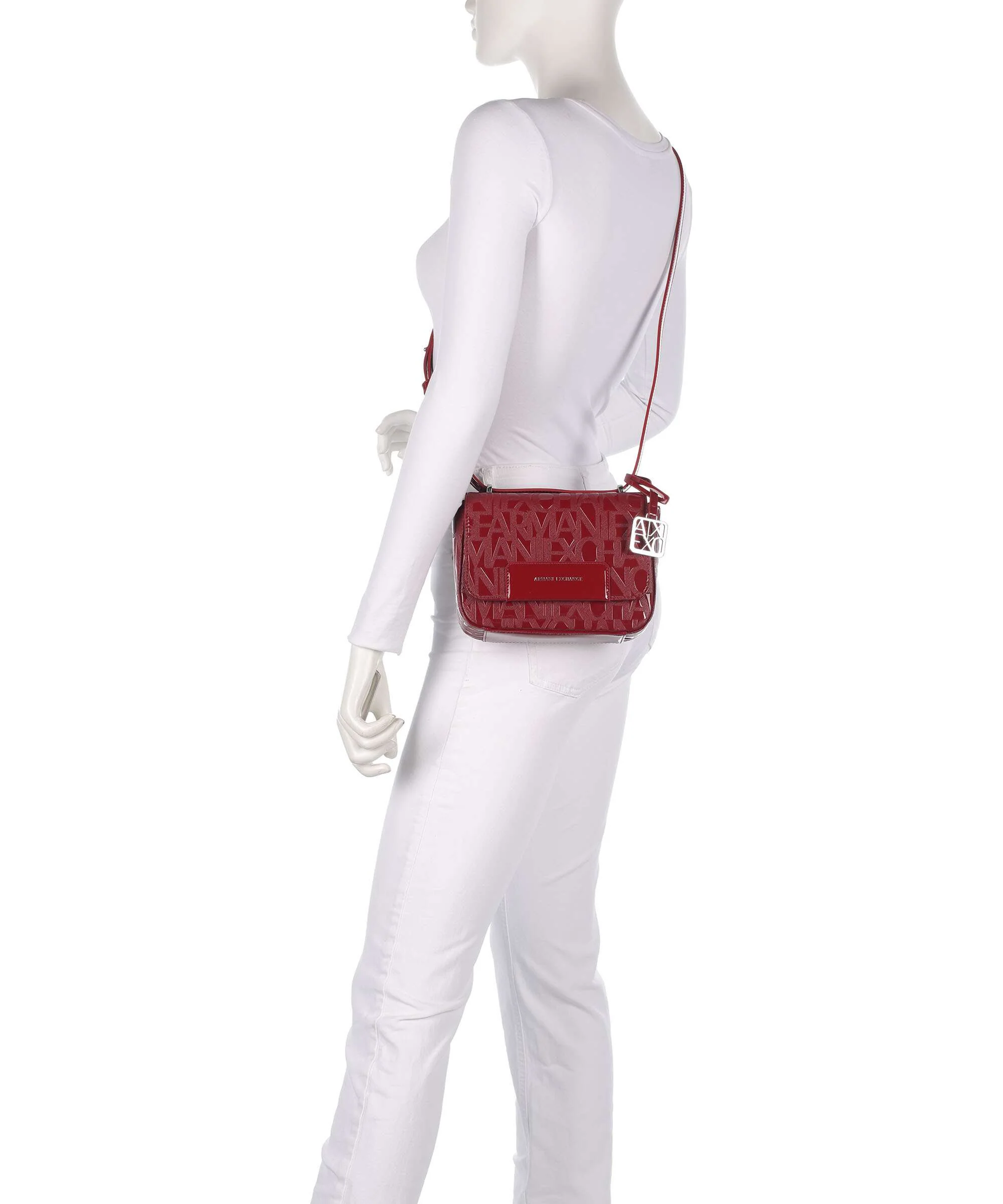 Armani Exchange Liz Patent Crossbody tas red dahlia - Image 3