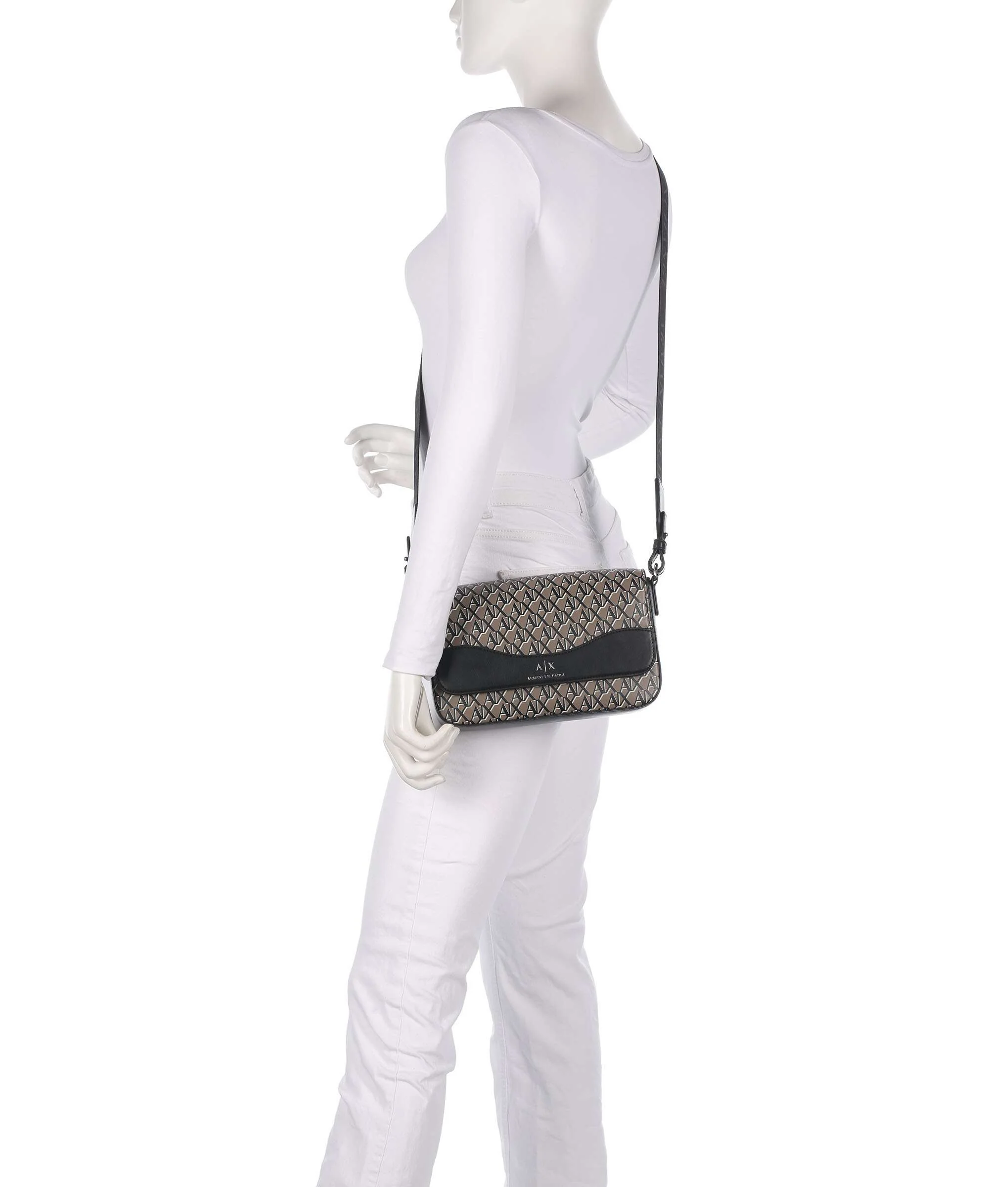 Armani Exchange Wave Monogram Crossbody tas brown bass/black - Image 3