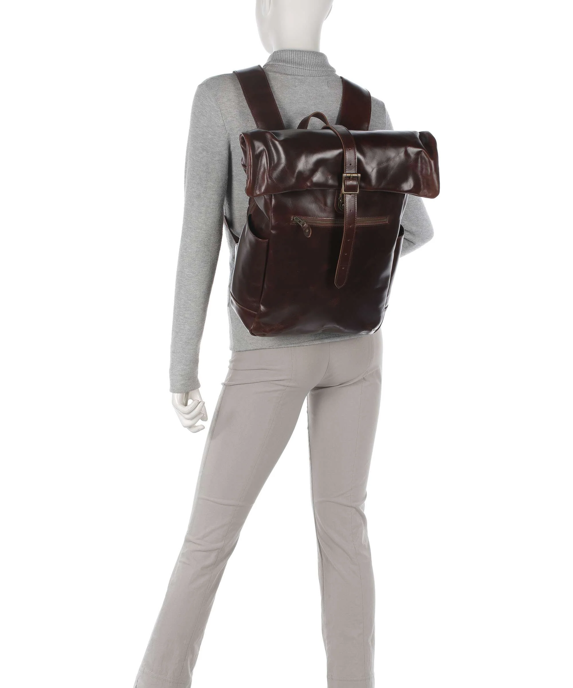 Buckle & Seam Crazy Horse Norman Rolltop rugzak brown/dot - Image 3