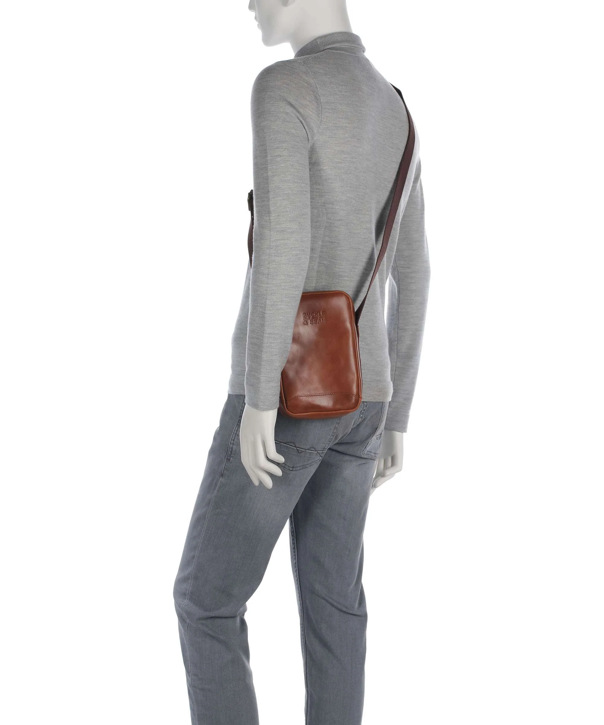 Buckle & Seam Crazy Horse Runner Crossbody tas cognac - Image 3