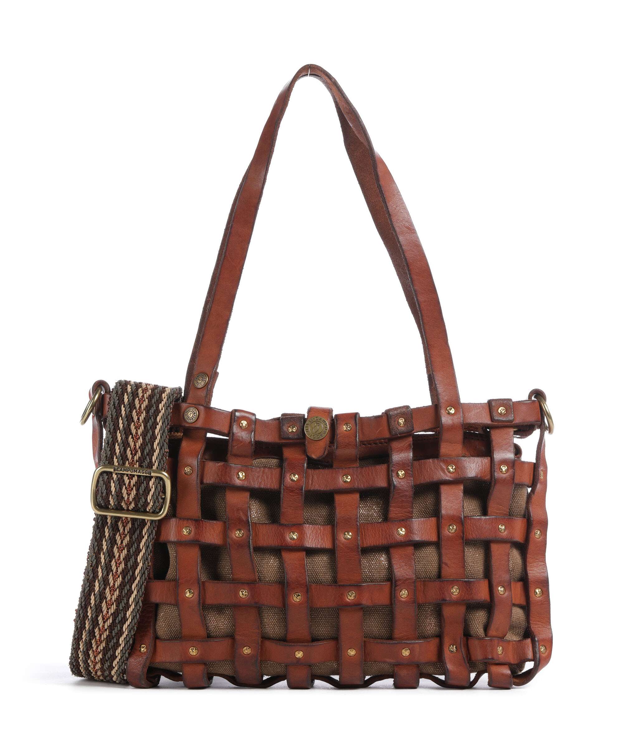 Campomaggi Schoudertas cognac/bronze