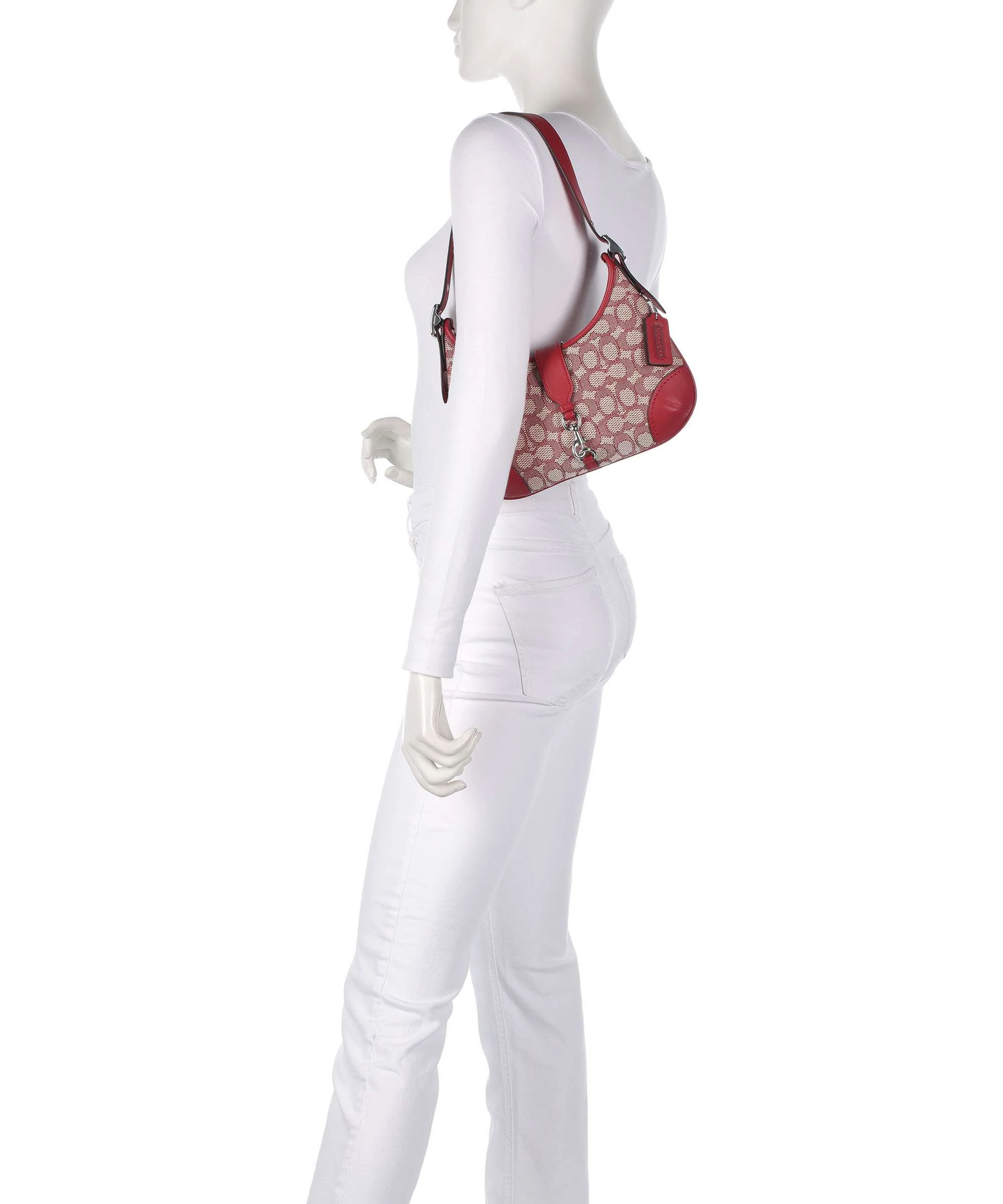 Coach Hamptons Signature Jacquard Schoudertas ruby/ivory - Image 3