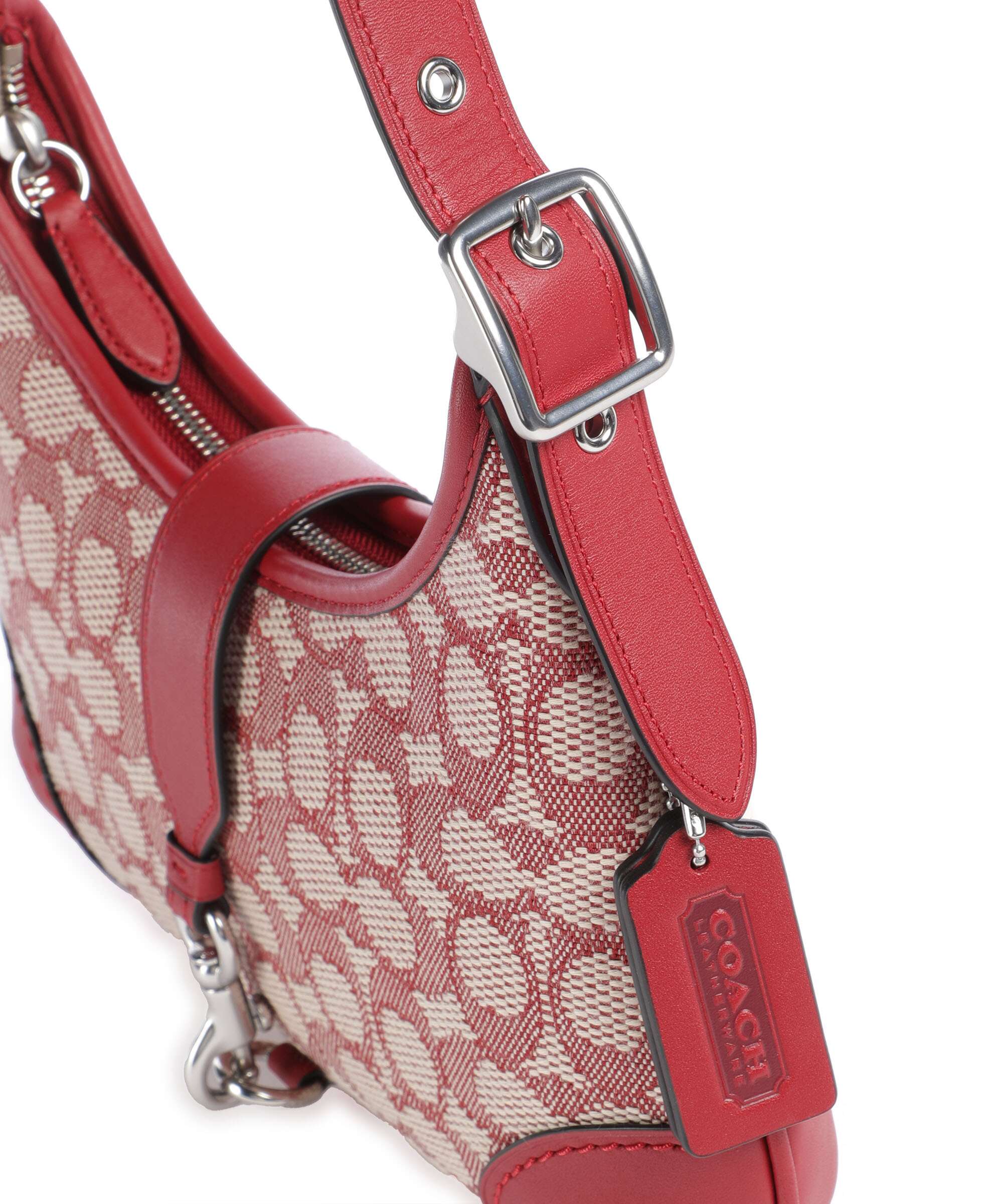 Coach Hamptons Signature Jacquard Schoudertas ruby/ivory - Image 4