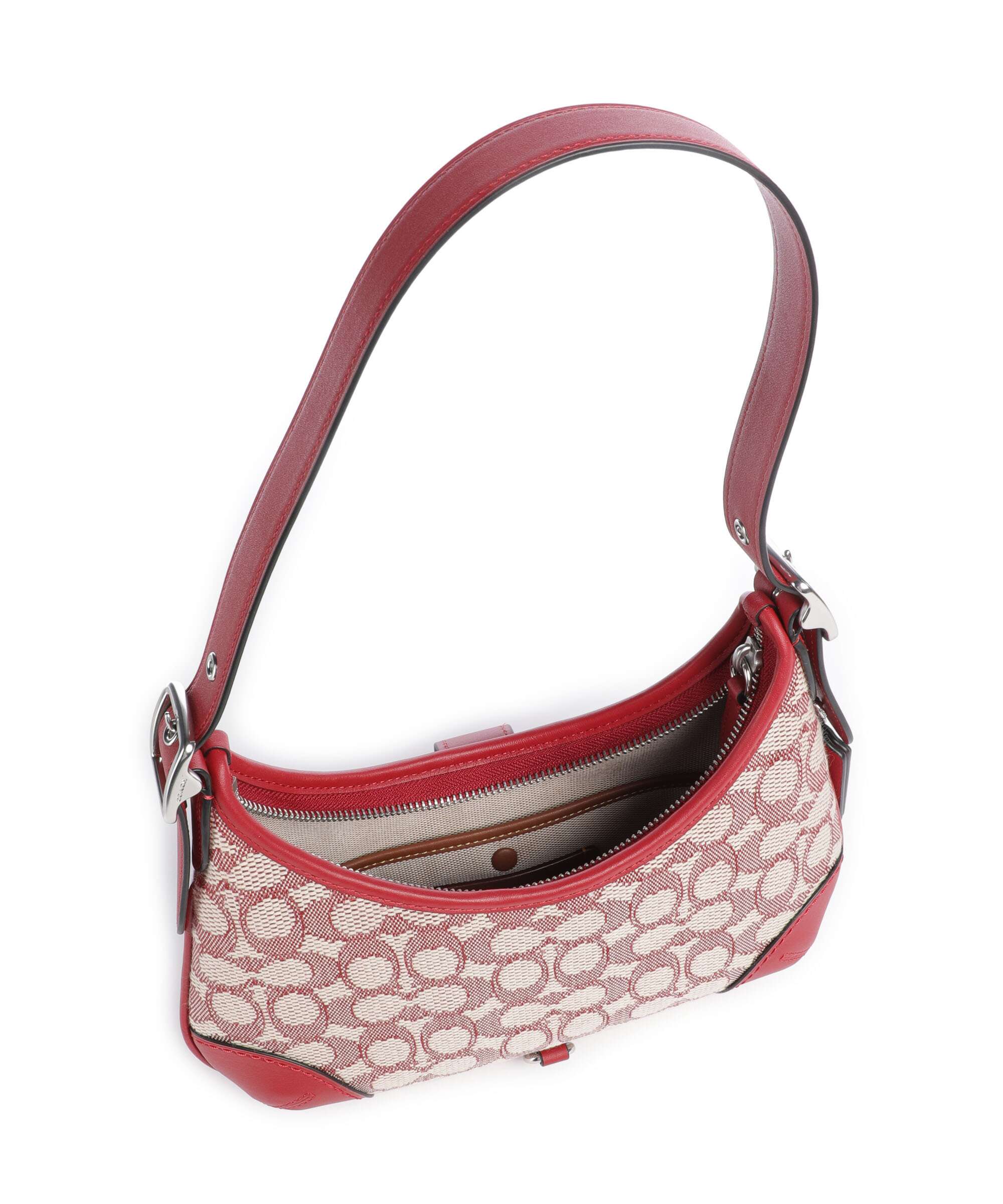 Coach Hamptons Signature Jacquard Schoudertas ruby/ivory - Image 6