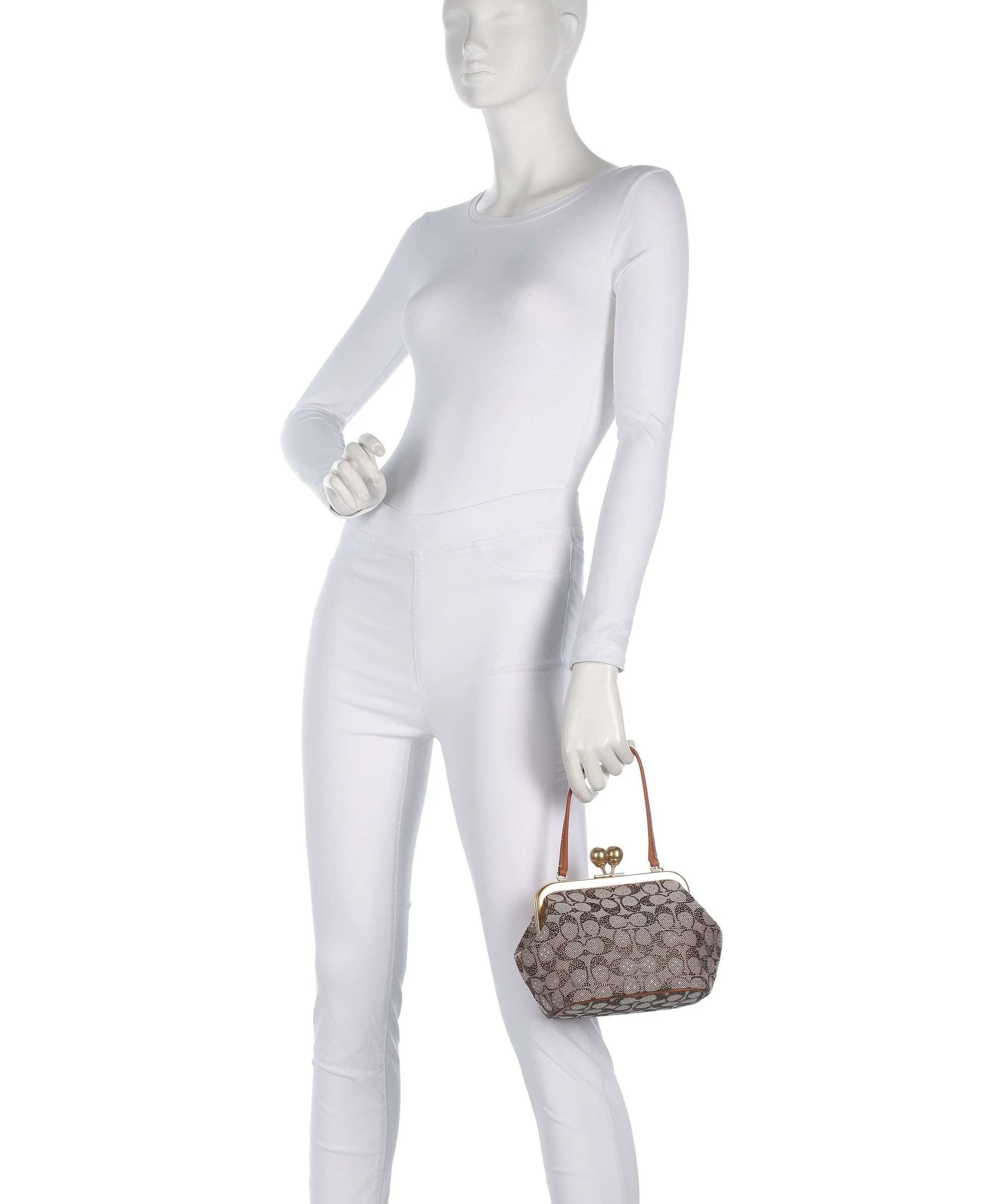 Coach Kisslock Frame Crystal Signature Jacquard Handtas burnished amber - Image 3