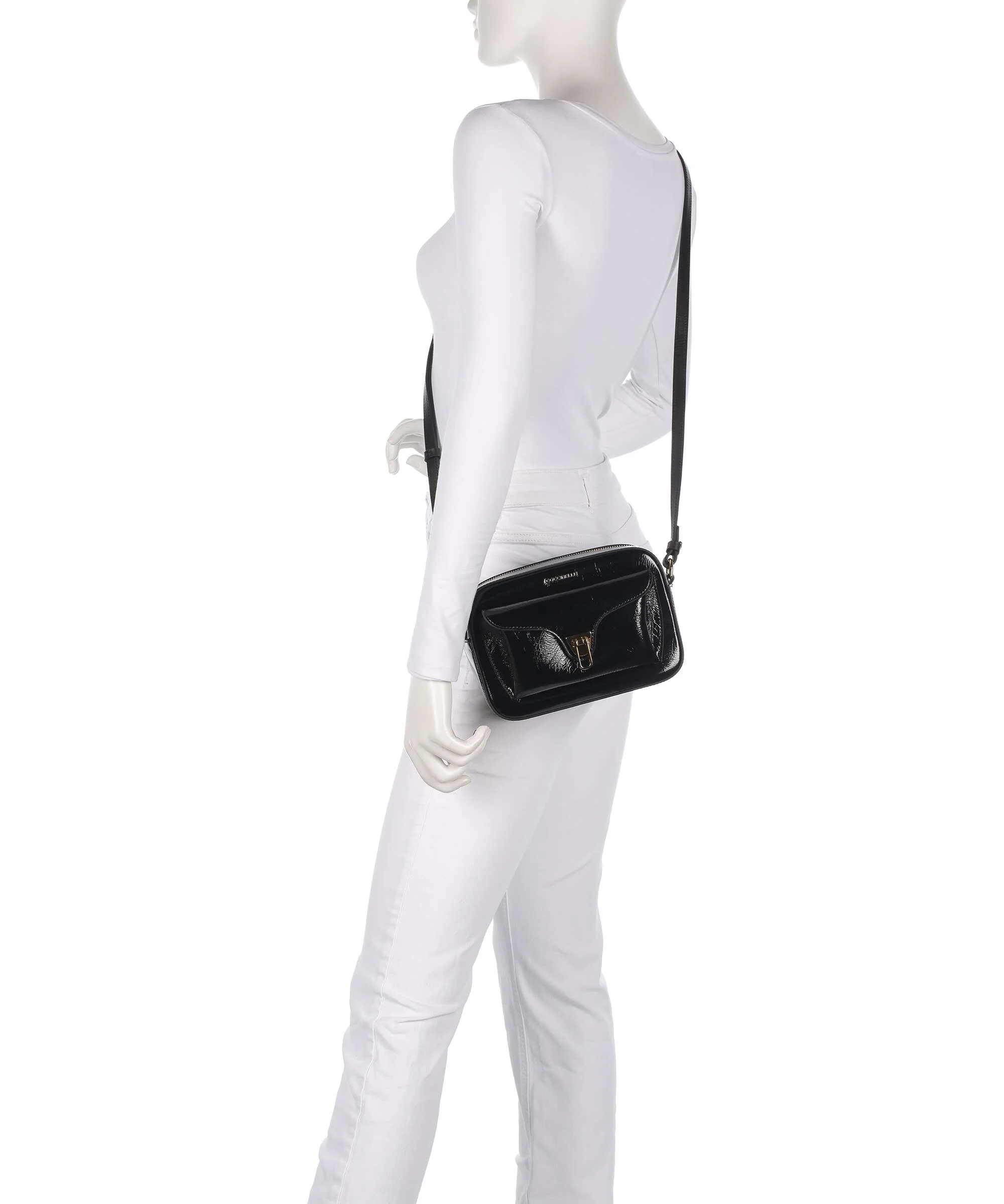 Coccinelle Beat Shiny Wrinkled Crossbody tas noir - Image 3