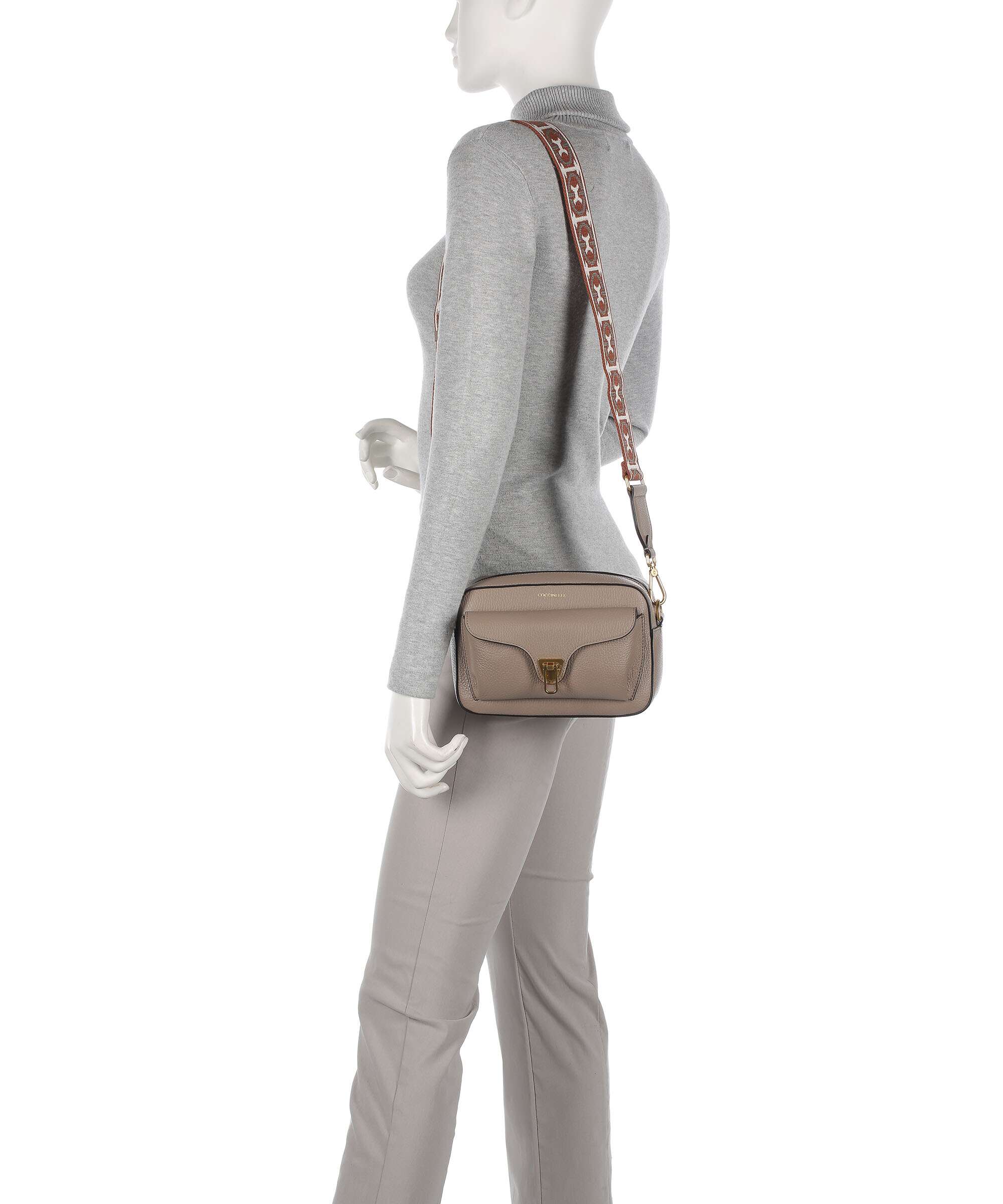 Coccinelle Beat Soft Ribbon Crossbody tas warm taupe - Image 3