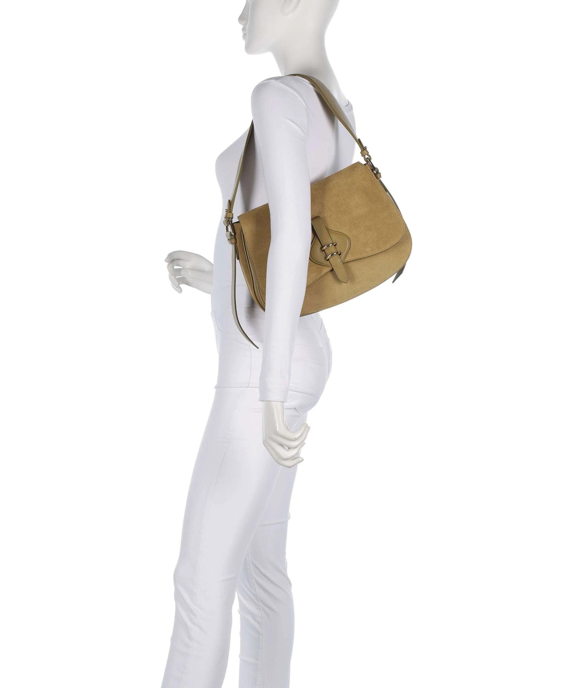 Coccinelle Mavery Suede Schoudertas seagrass - Image 3