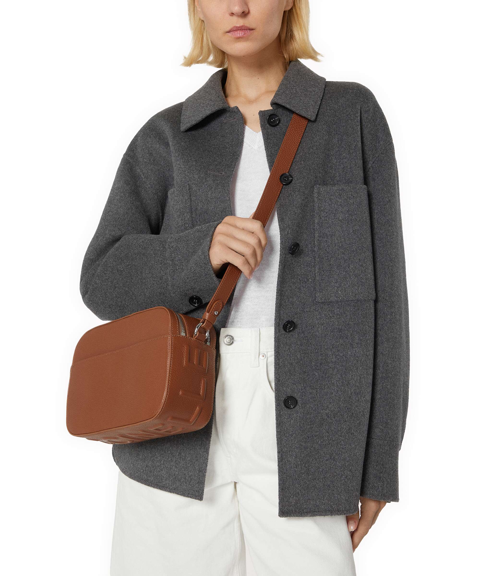 Coccinelle Myrtha Maxi Logo Crossbody tas cognac - Image 3