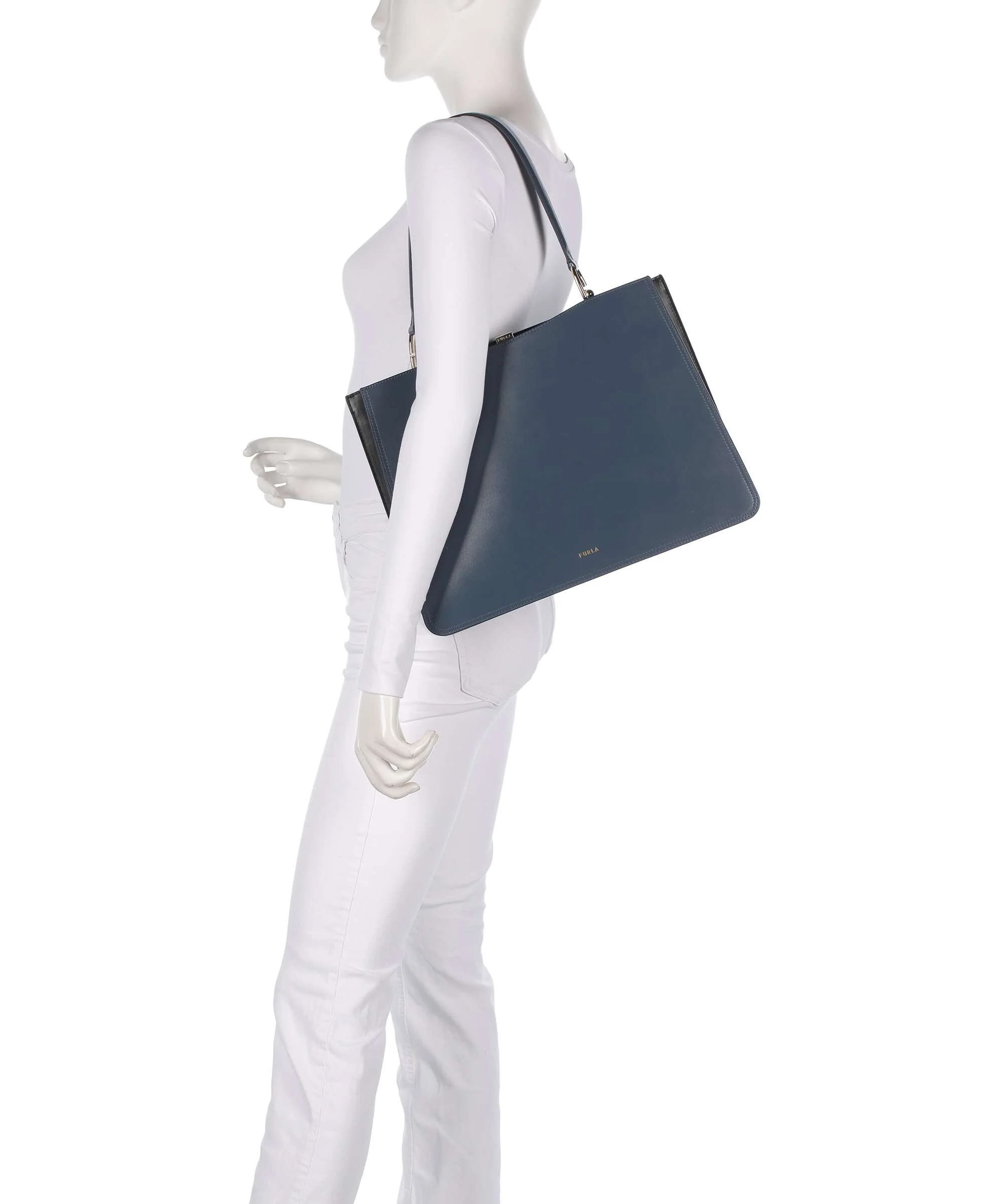 Furla Agata L Boodschappentas grigio blu/nero - Image 3