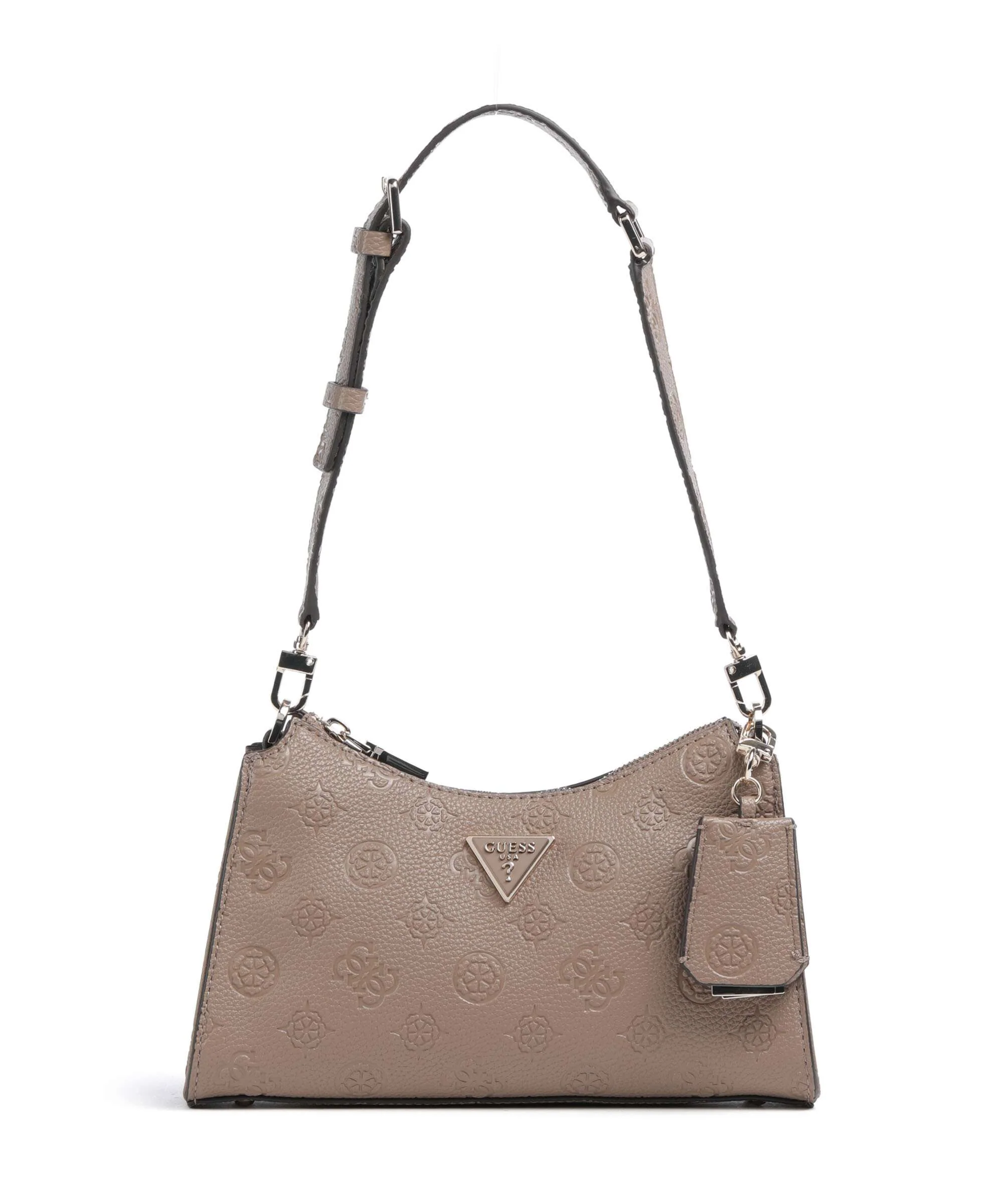 Guess Cresidia Schoudertas dark taupe logo