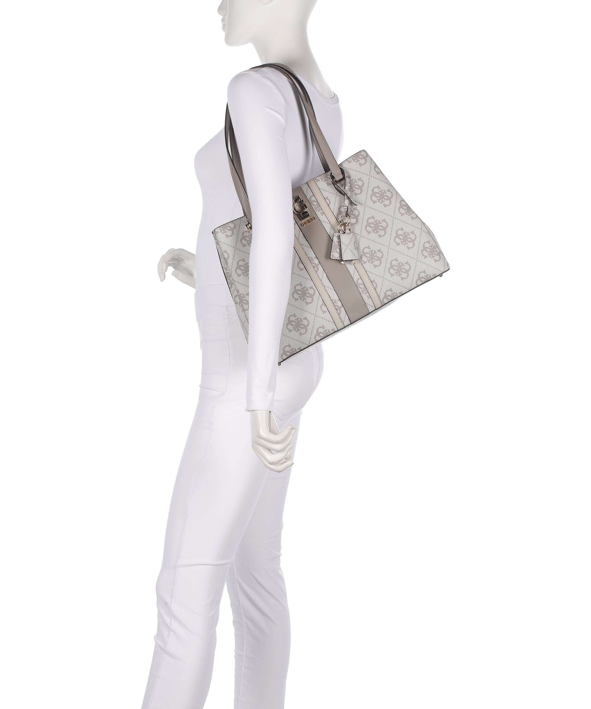 Guess Erenia Boodschappentas dark taupe logo - Image 3