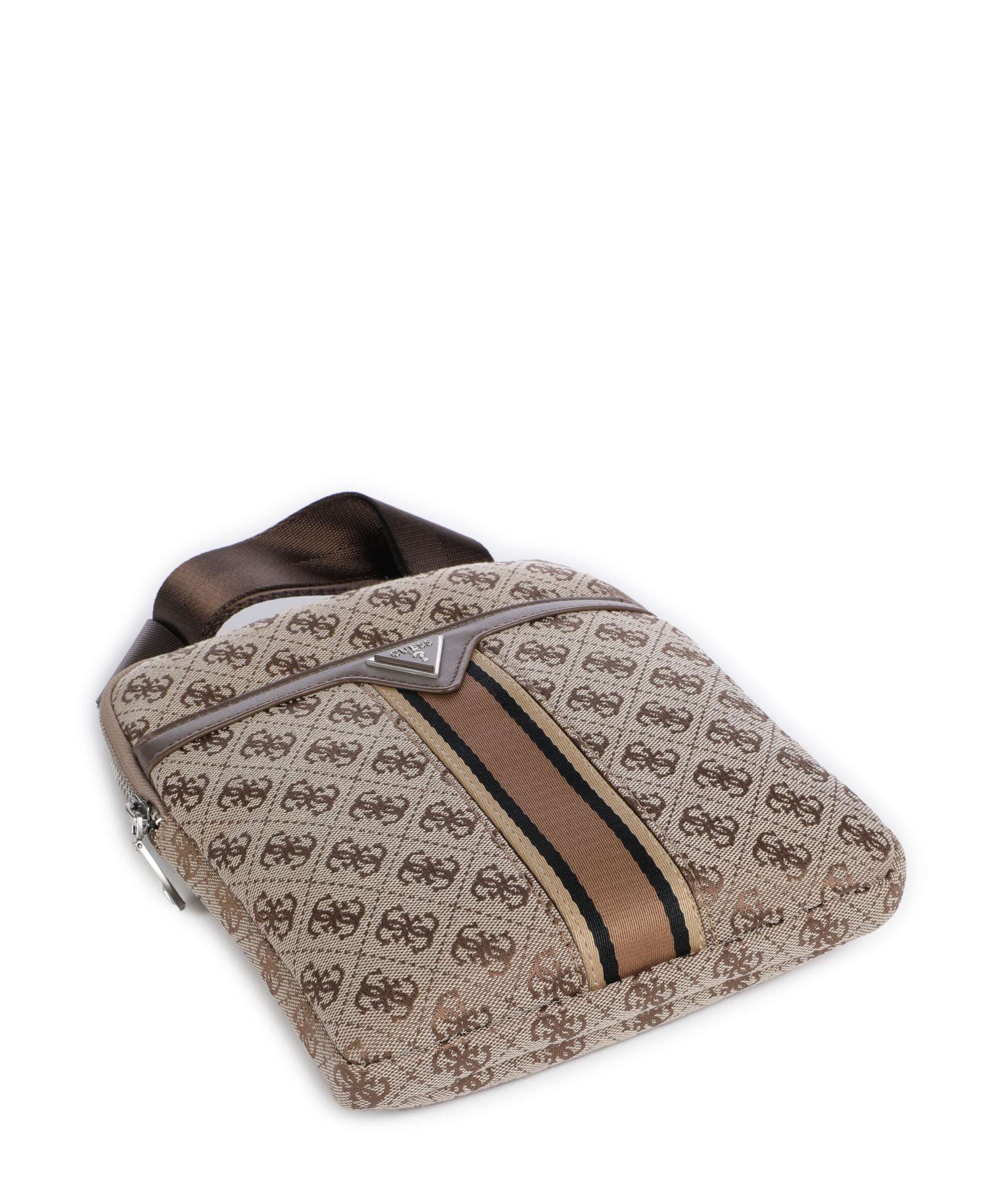 Guess Milano 4G Jacquard Stripe Crossbody tas beige/brown - Image 5
