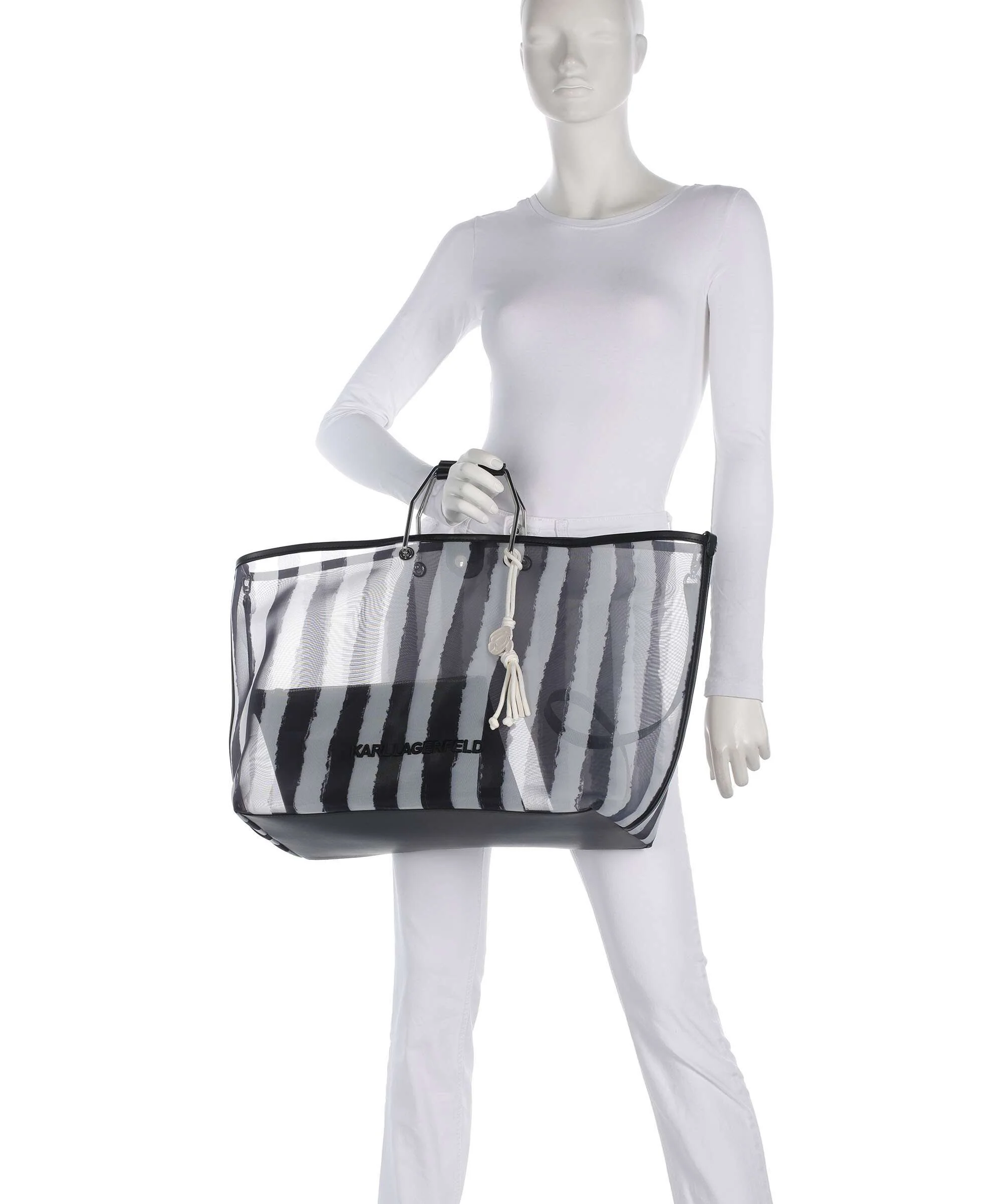Karl Lagerfeld Ikon XXL Handtas black stripes - Image 3
