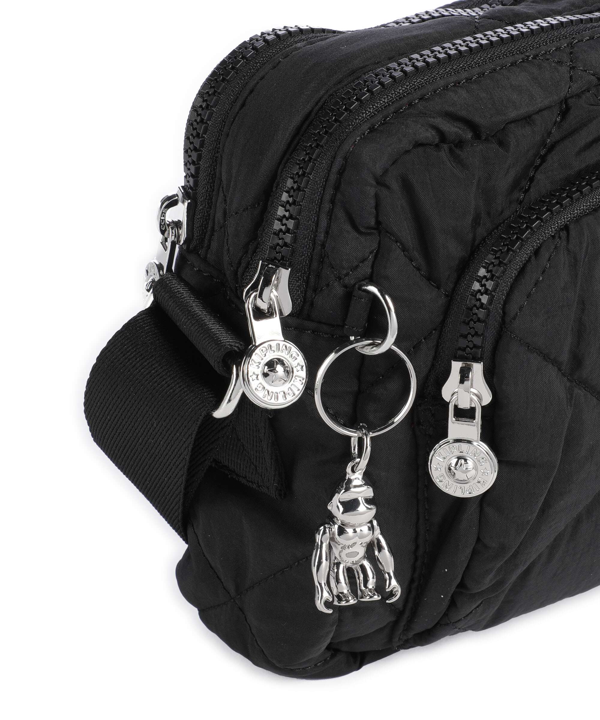 Kipling Crinkled Quilt Abanu M Zip Crossbody tas cosmic black - Image 4