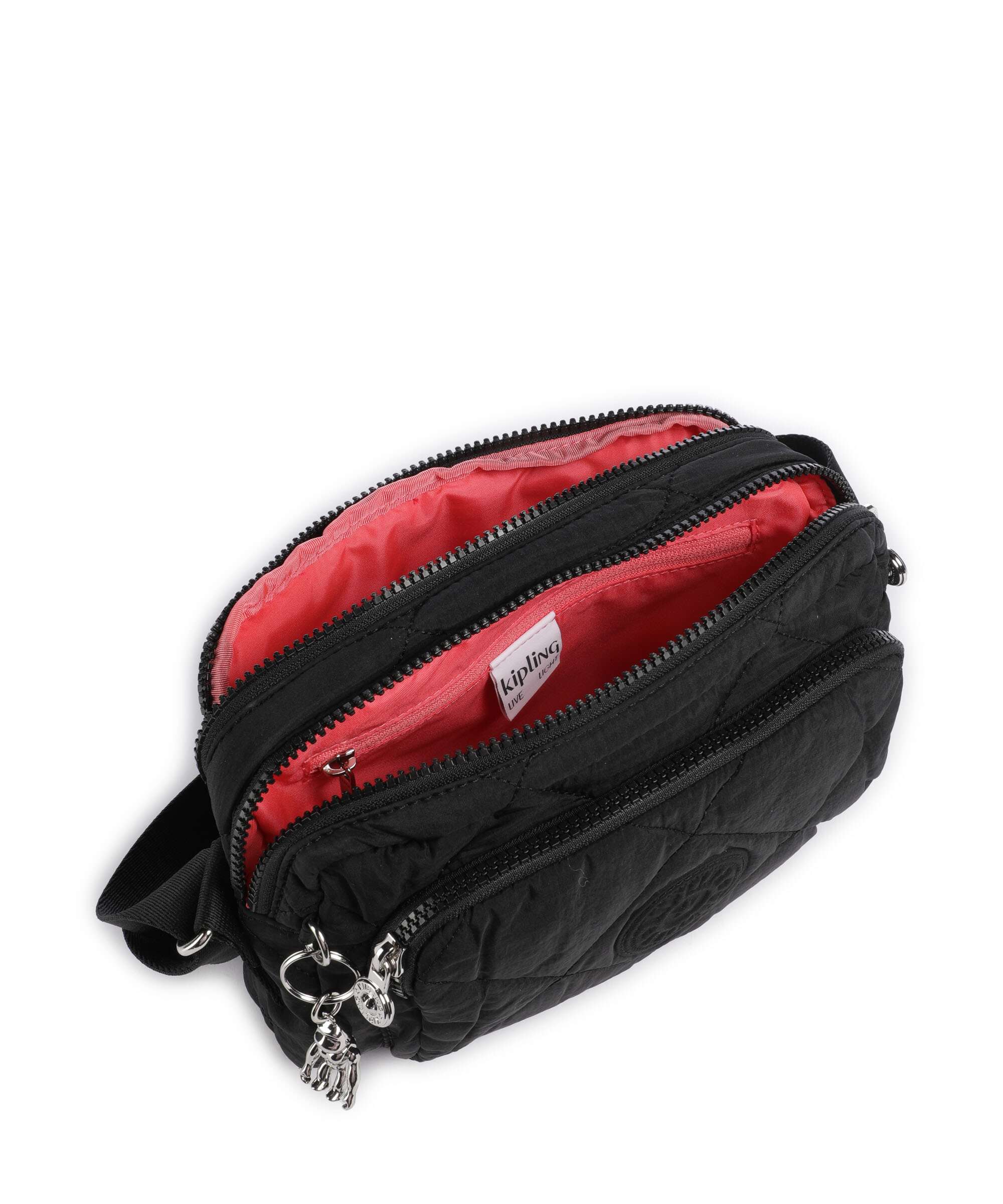 Kipling Crinkled Quilt Abanu M Zip Crossbody tas cosmic black - Image 6