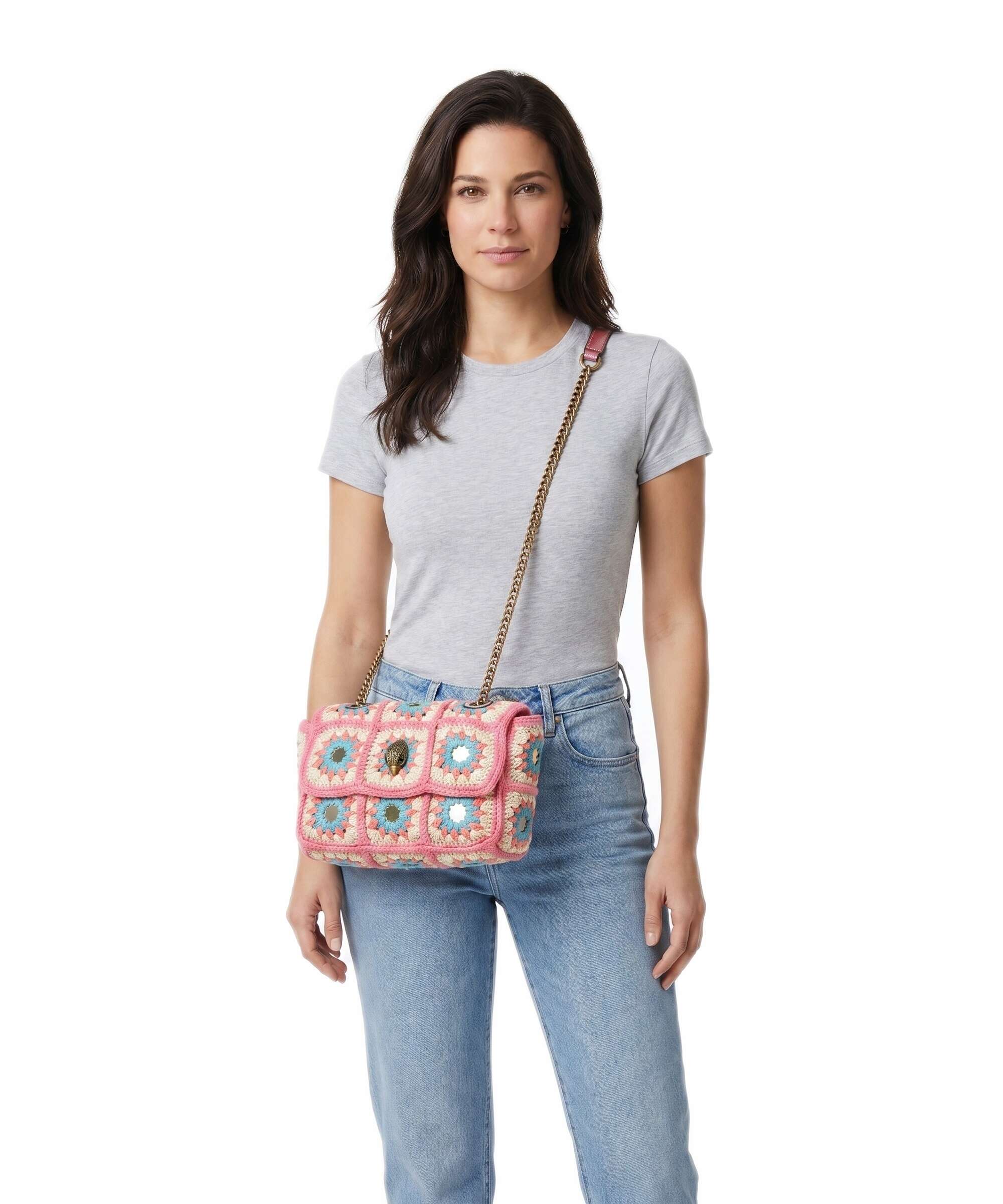 Kurt Geiger Kensington Crochet Crossbody tas pink combination - Image 3