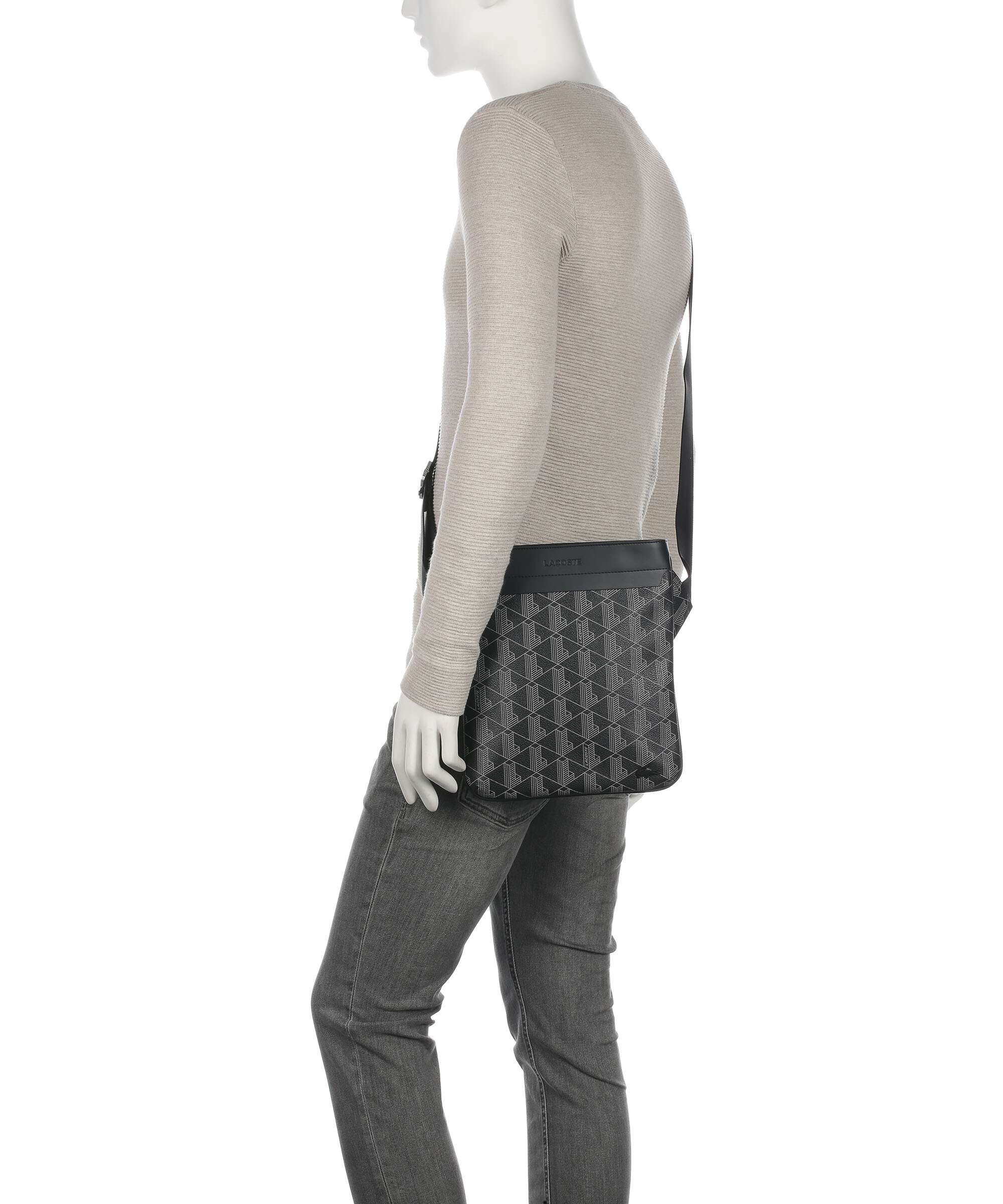 Lacoste The Blend Crossbody tas monogram noir/gris - Image 3