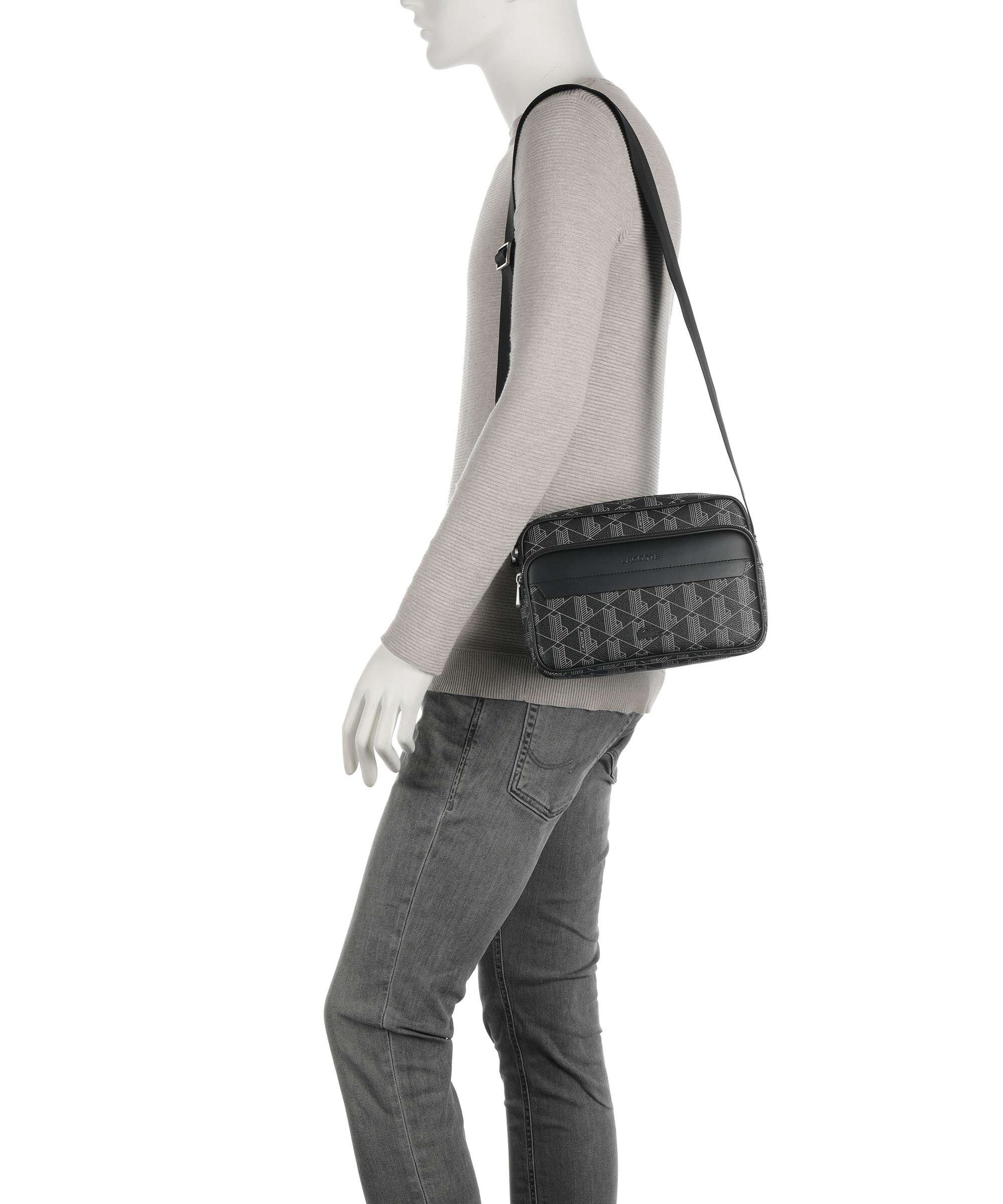 Lacoste The Blend Crossbody tas monogram noir/gris - Image 3