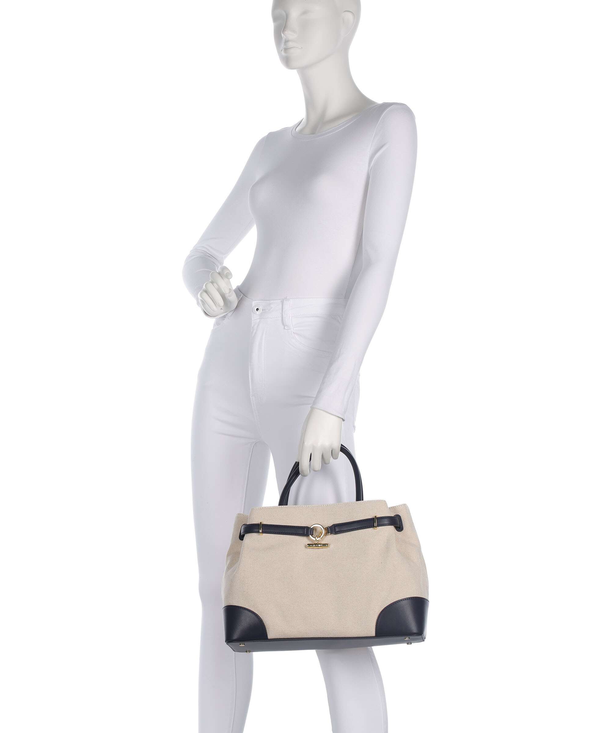Lauren Ralph Lauren Blaike Large Handtas natural/buff canvas/refined navy - Image 3