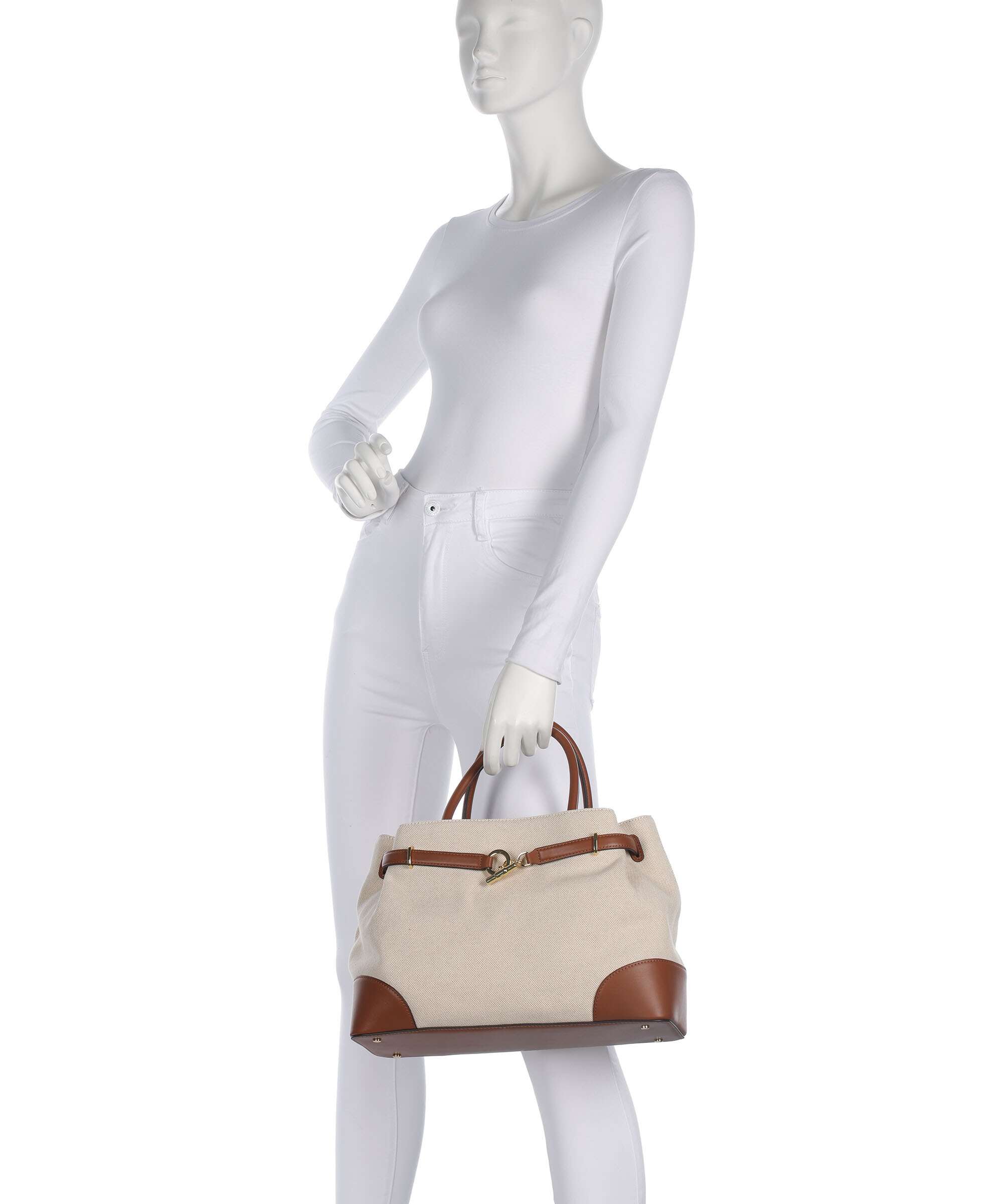 Lauren Ralph Lauren Blaike Large Handtas natural/buff canvas/lauren tan - Image 3