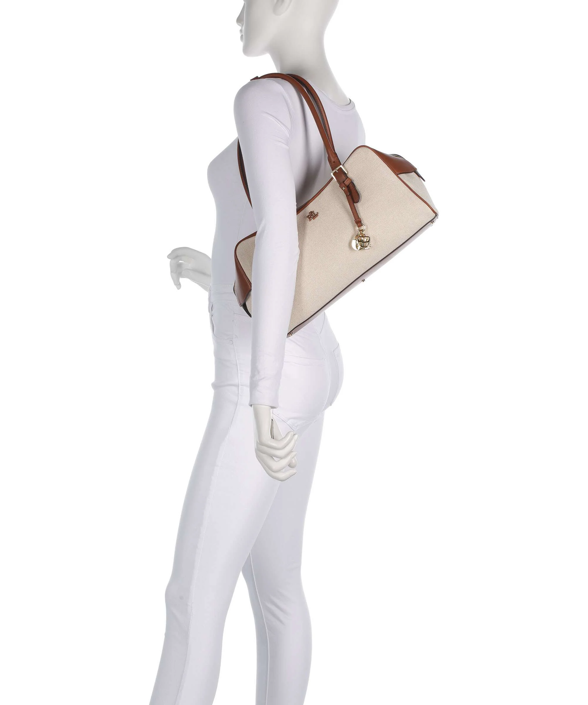 Lauren Ralph Lauren Marcy Schoudertas natural/buff canvas/lauren tan - Image 3