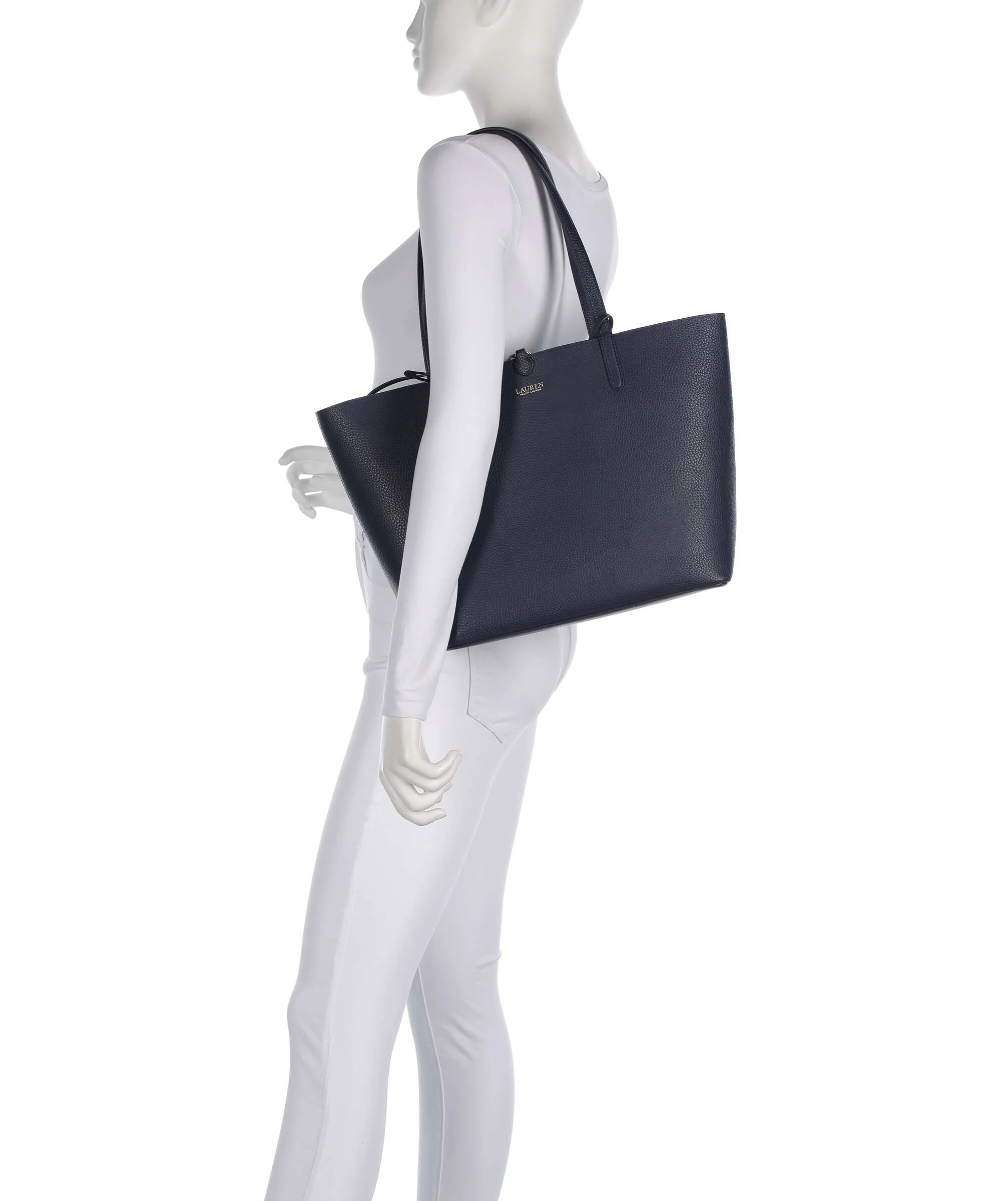 Lauren Ralph Lauren Medium Boodschappentas refined navy/skinny stripe - Image 3