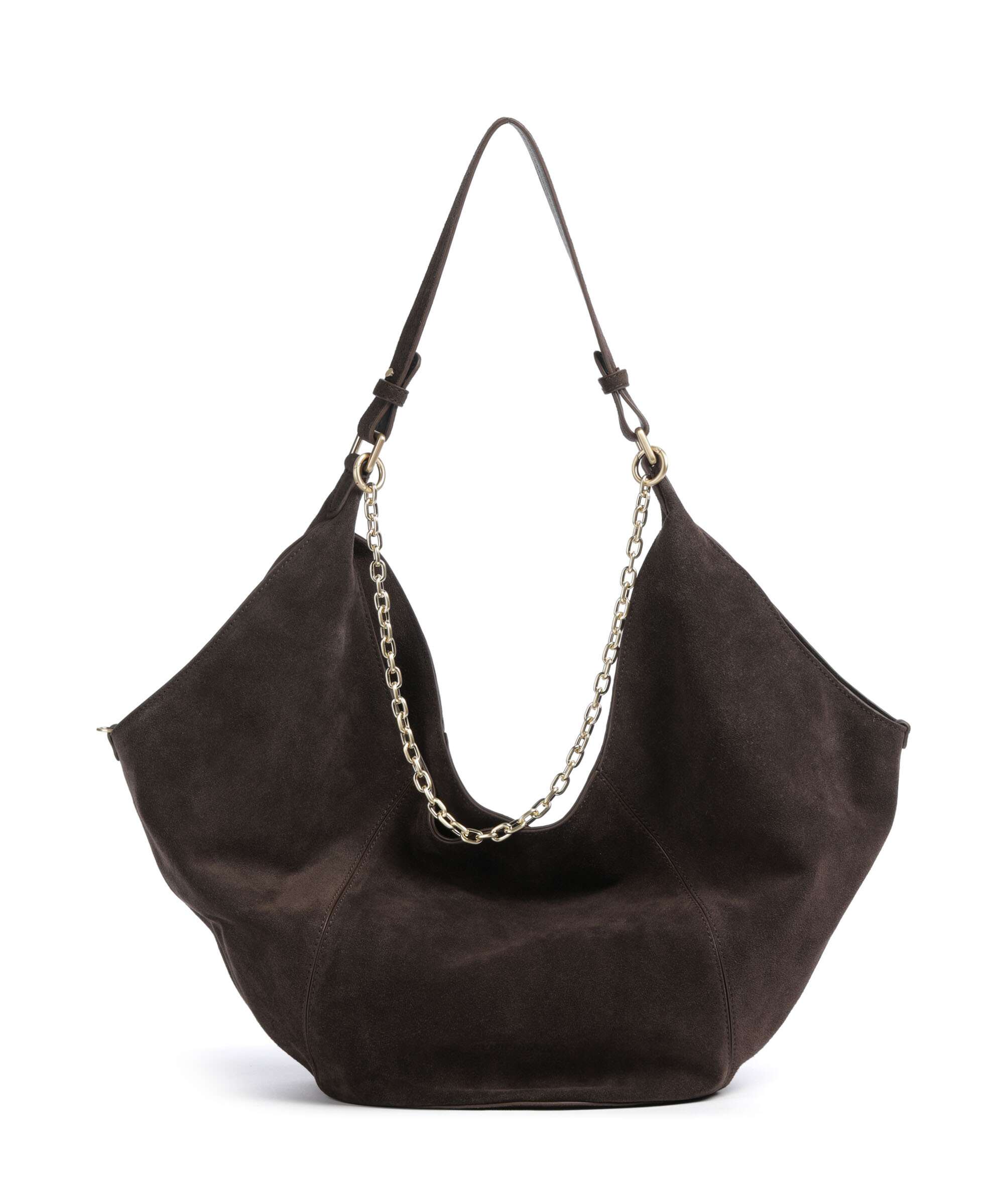 Les Visionnaires Amelie Cozy Chain Hobo tas dark brown