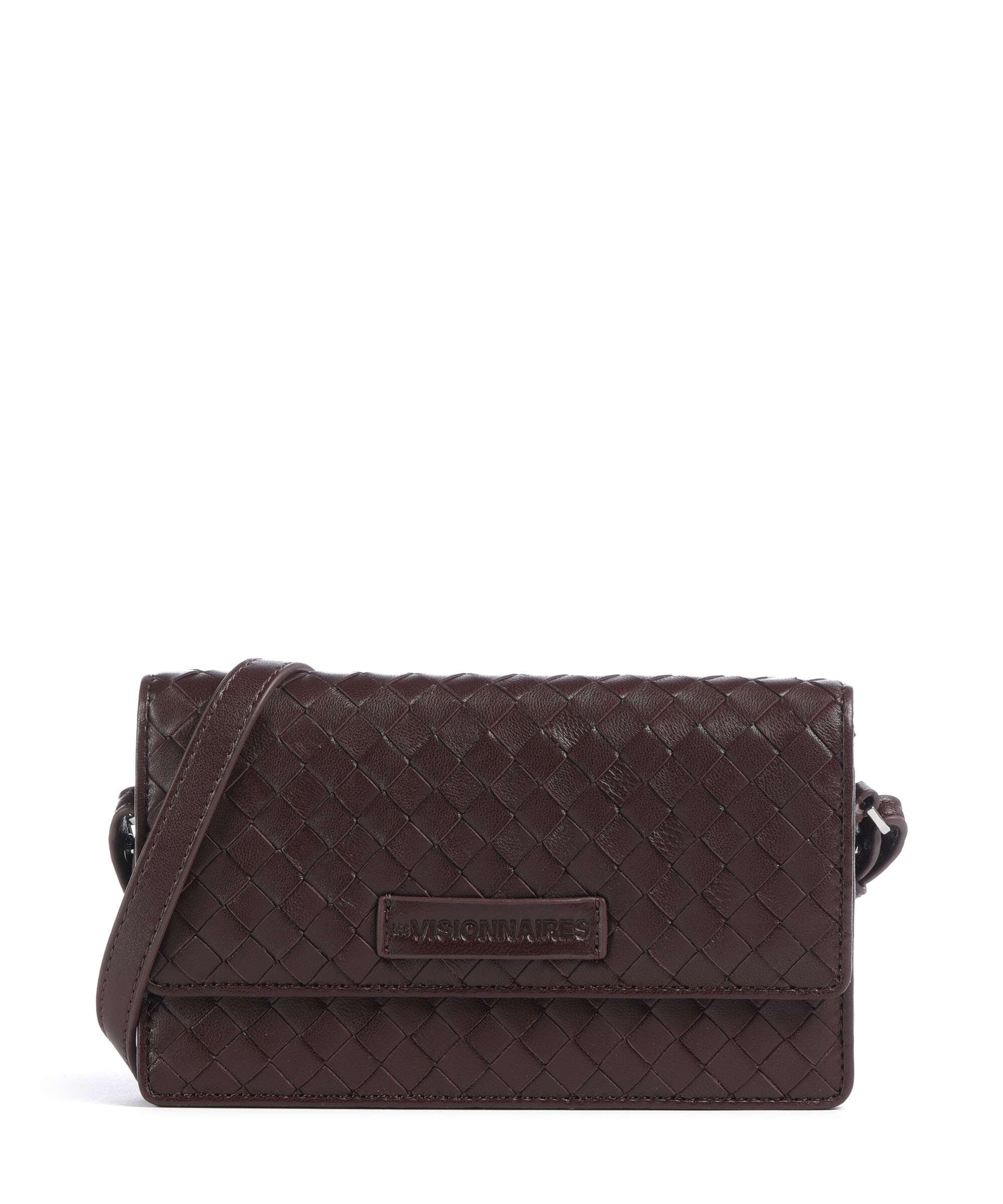 Les Visionnaires Brit Weave Silky Crossbody tas aubergine
