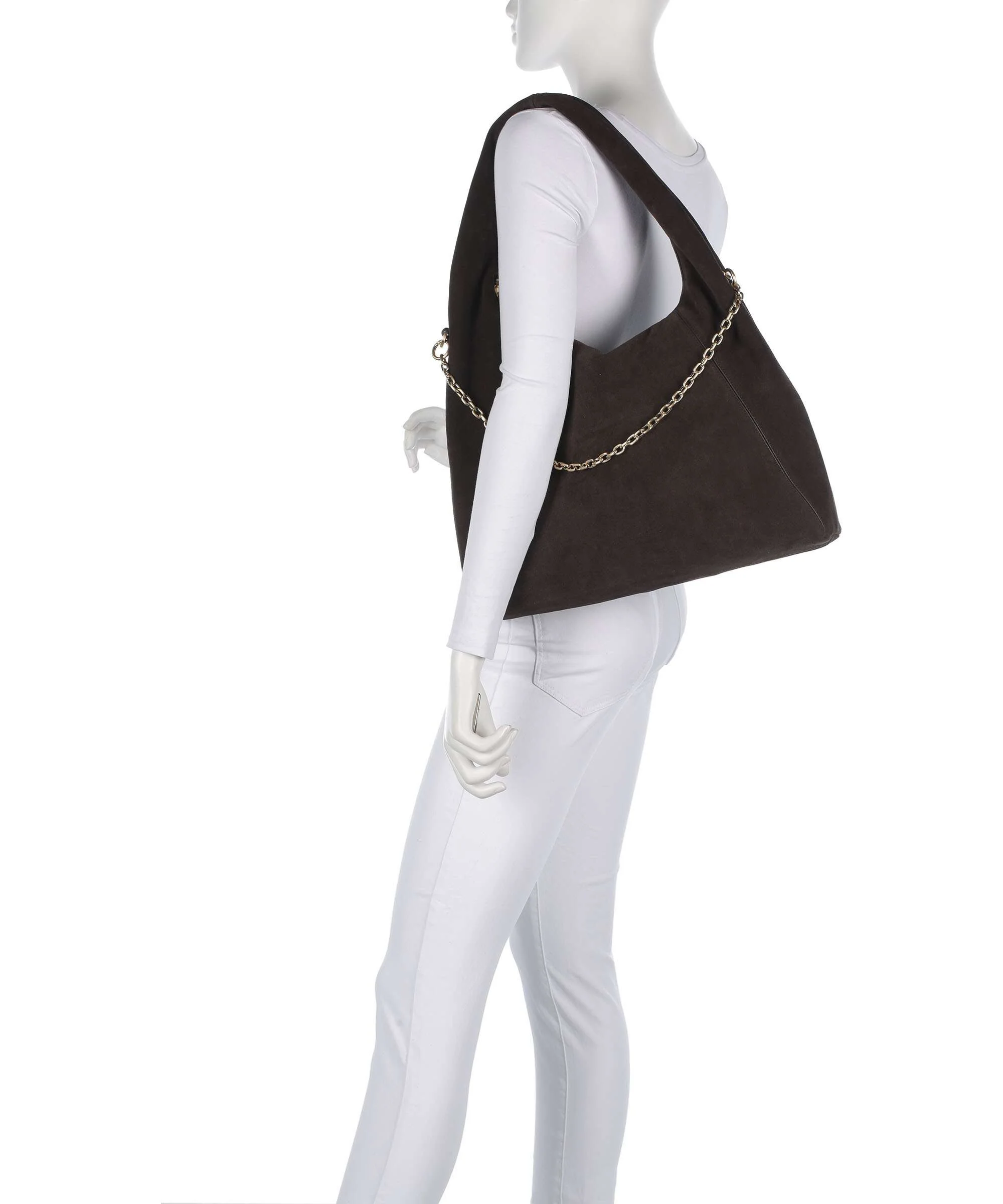 Les Visionnaires Jade Cozy Chain Hobo tas dark brown - Image 3