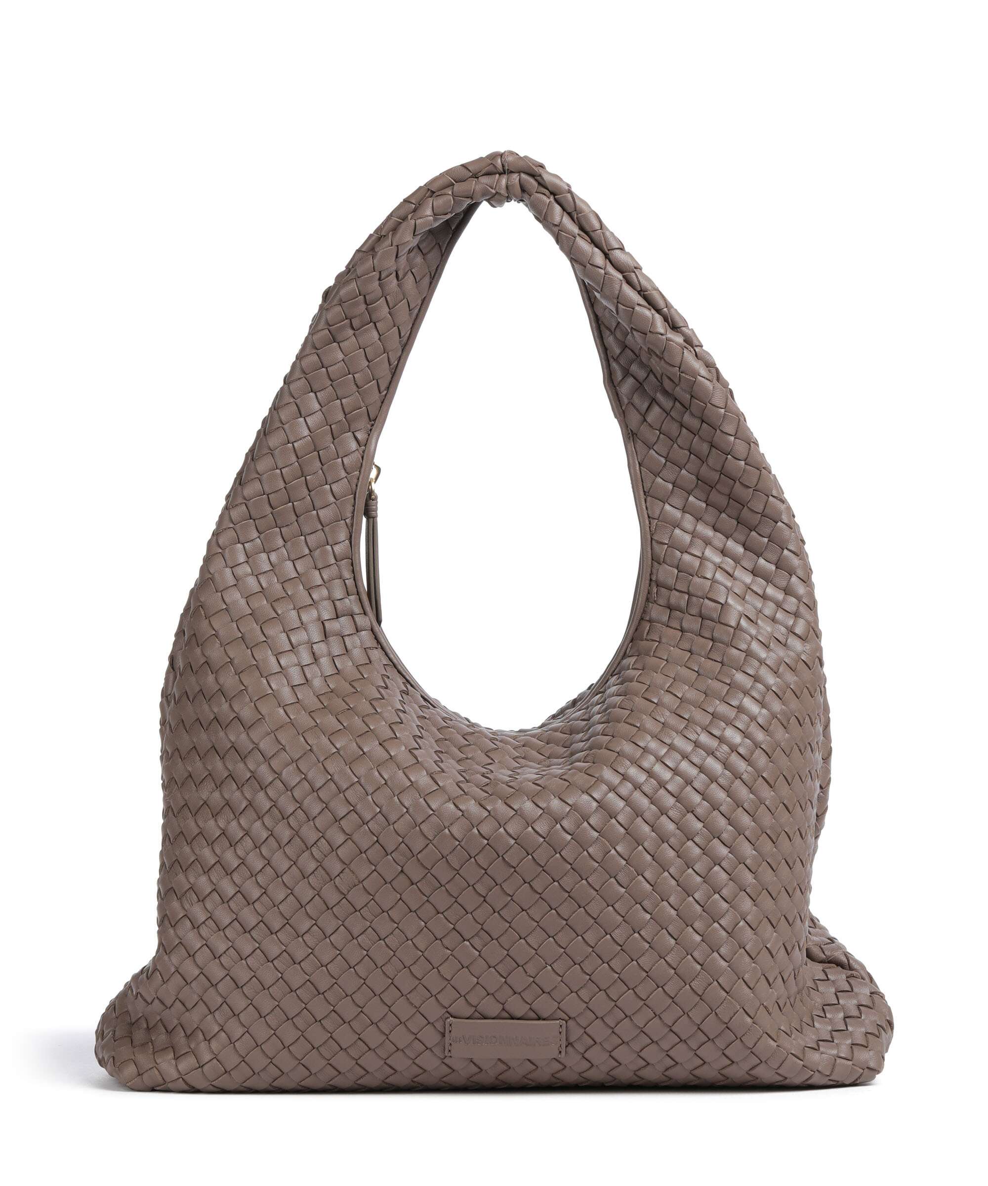 Les Visionnaires Jade Weave Silky Hobo tas taupe brown