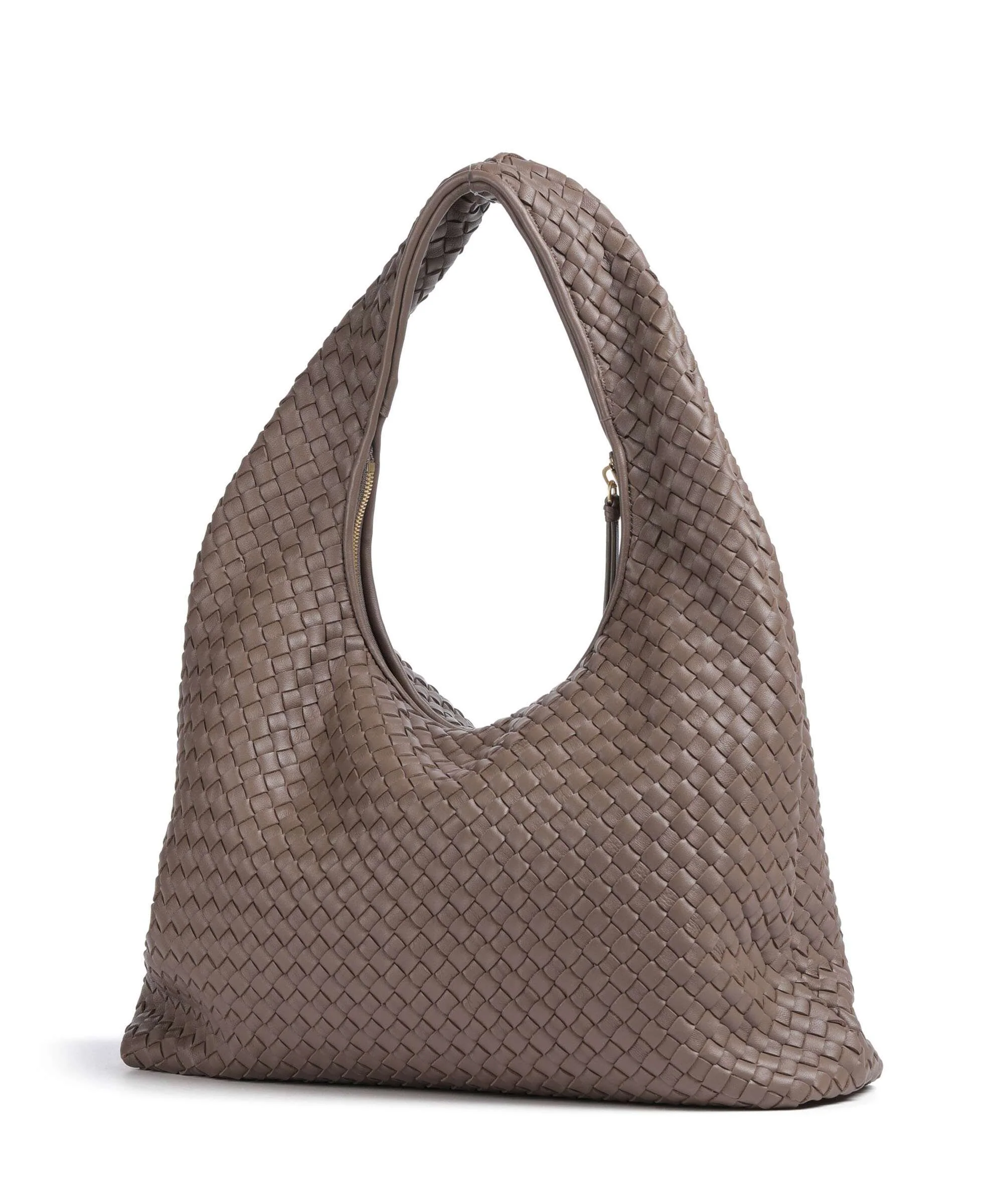 Les Visionnaires Jade Weave Silky Hobo tas taupe brown - Image 2
