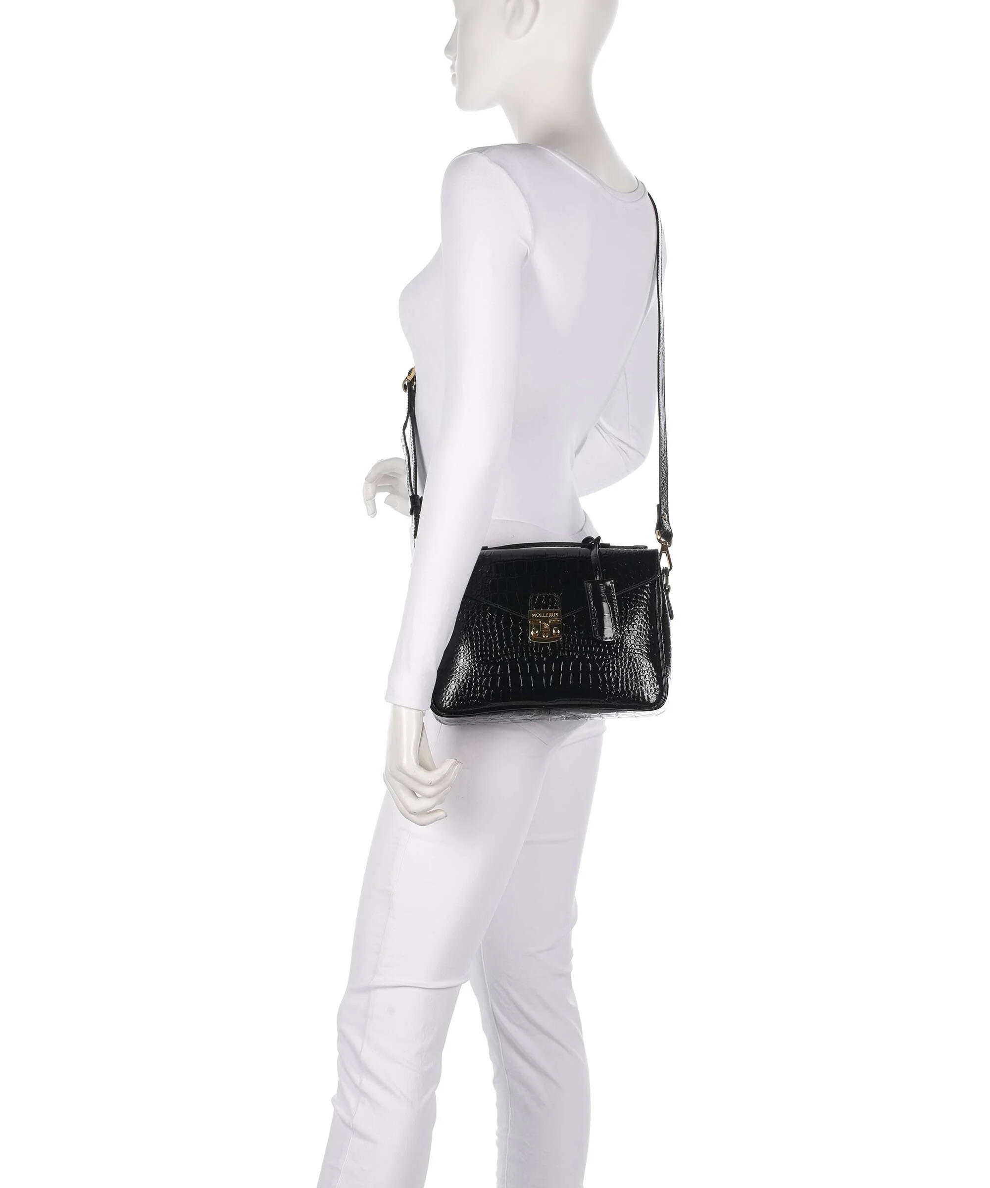 Maison Mollerus Croco Marly Crossbody tas classic schwarz - Image 3
