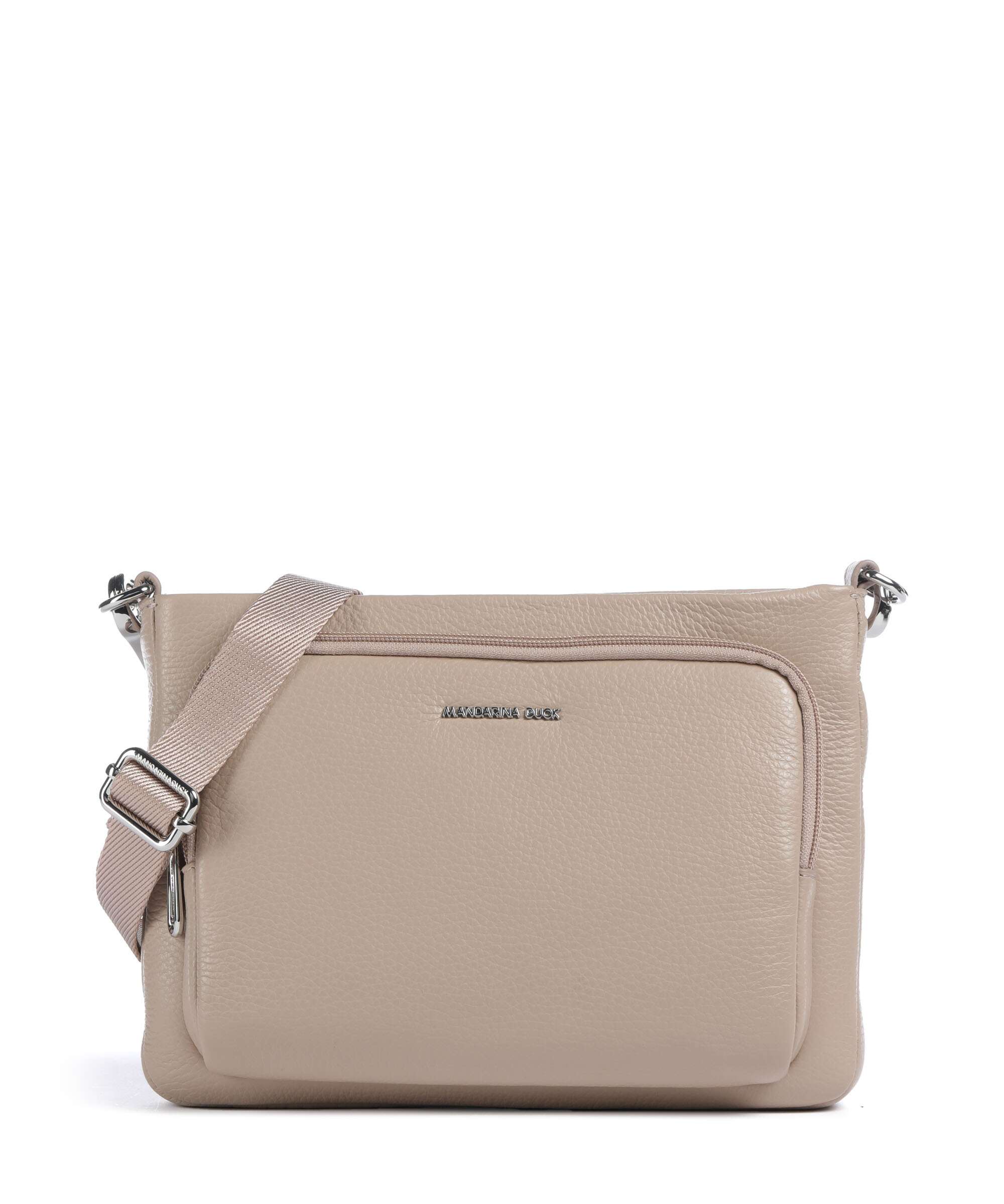 Mandarina Duck Mellow Leather Crossbody tas warm taupe