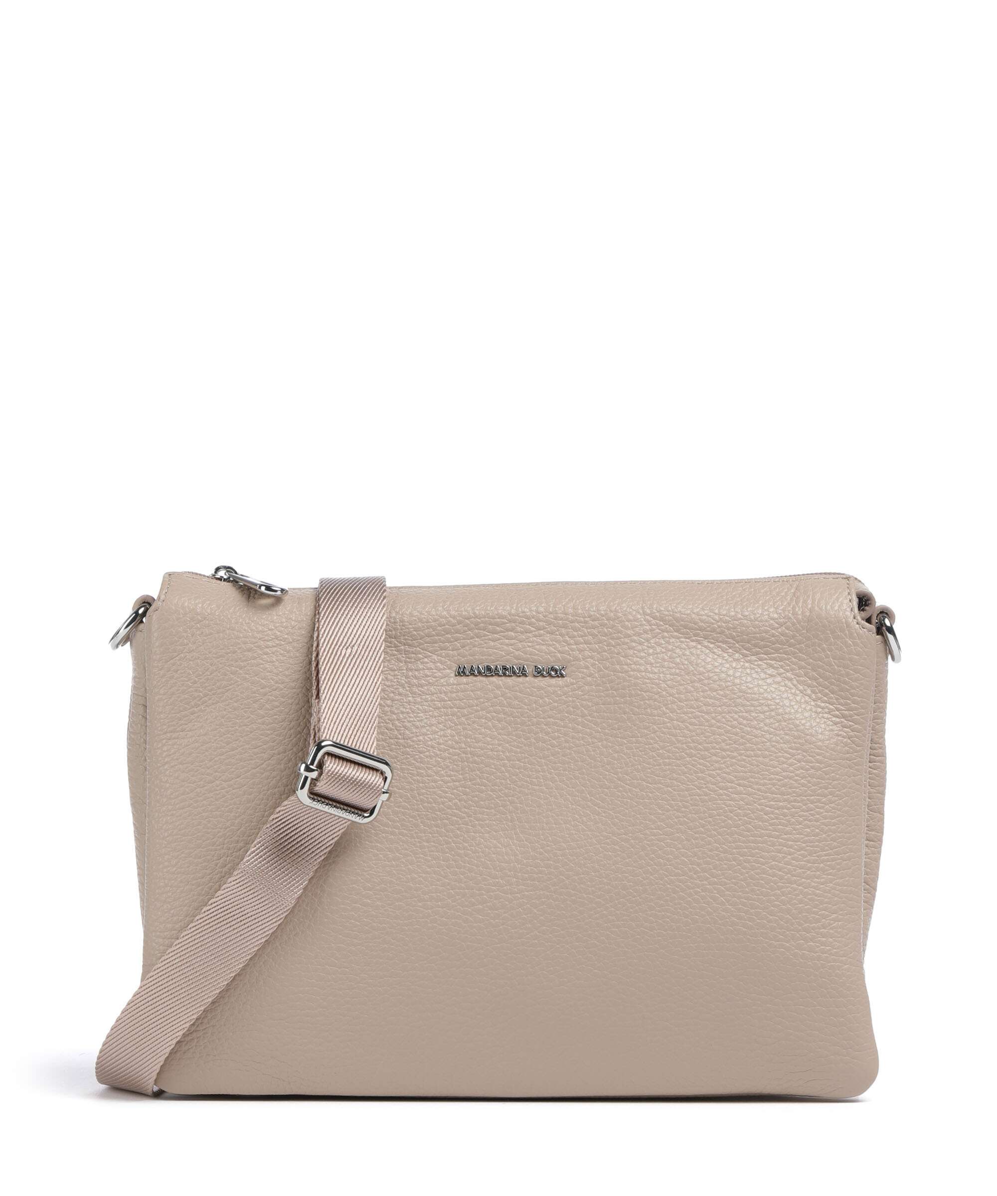 Mandarina Duck Mellow Leather Crossbody tas warm taupe