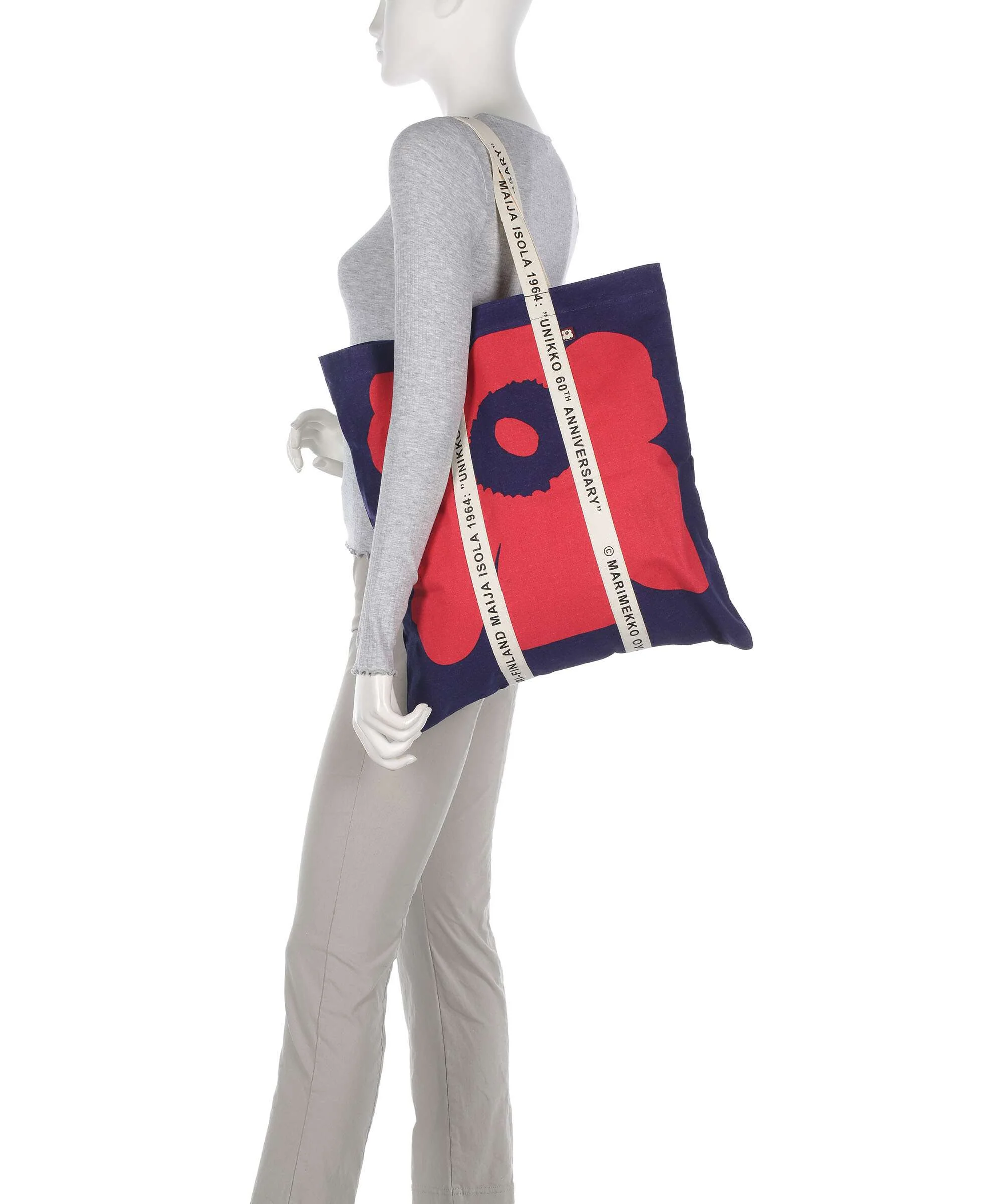 Marimekko Carrier Unikko Midi Boodschappentas red/darkblue - Image 3