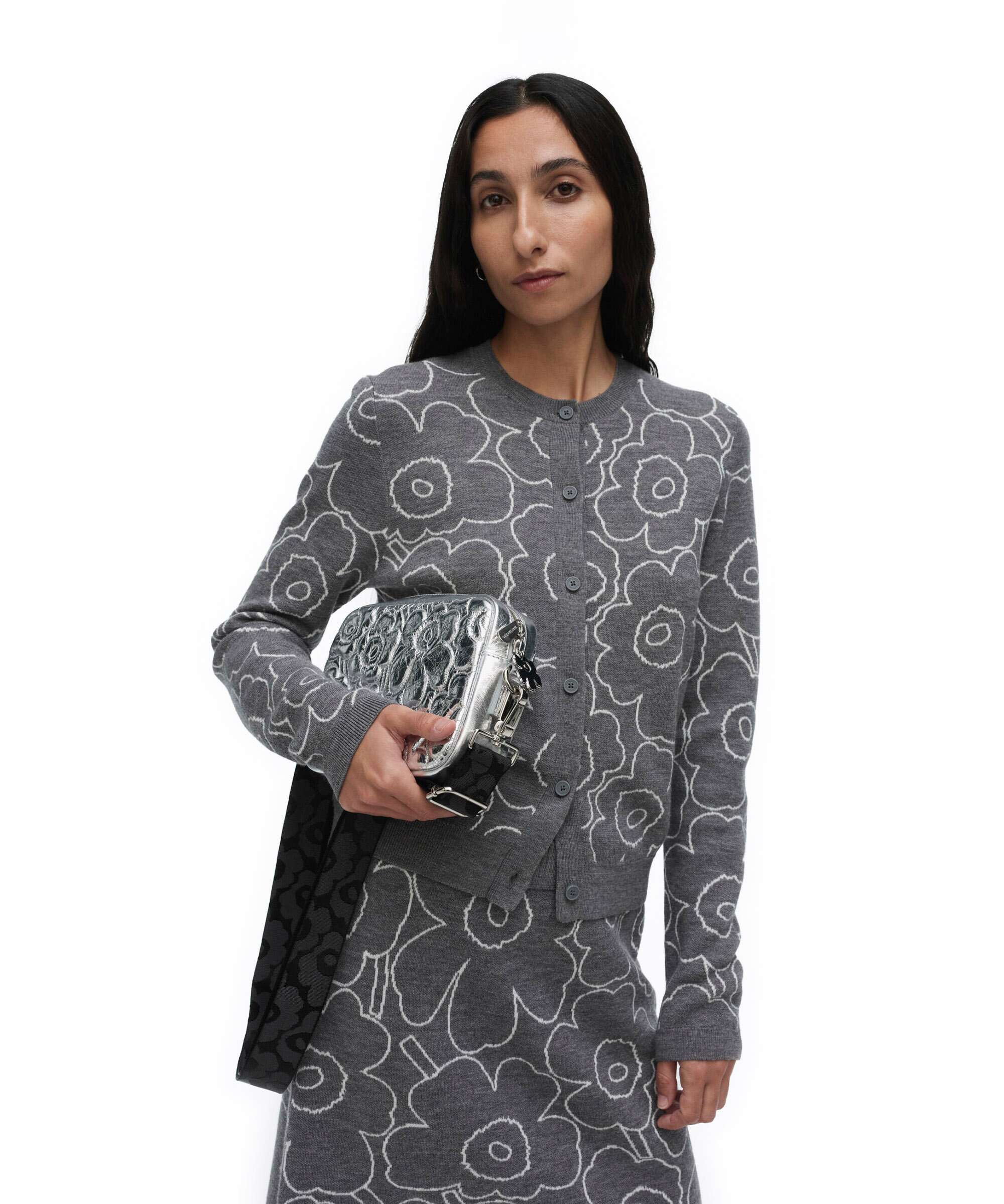 Marimekko Gratha Soft Unikko Crossbody tas silver - Image 3
