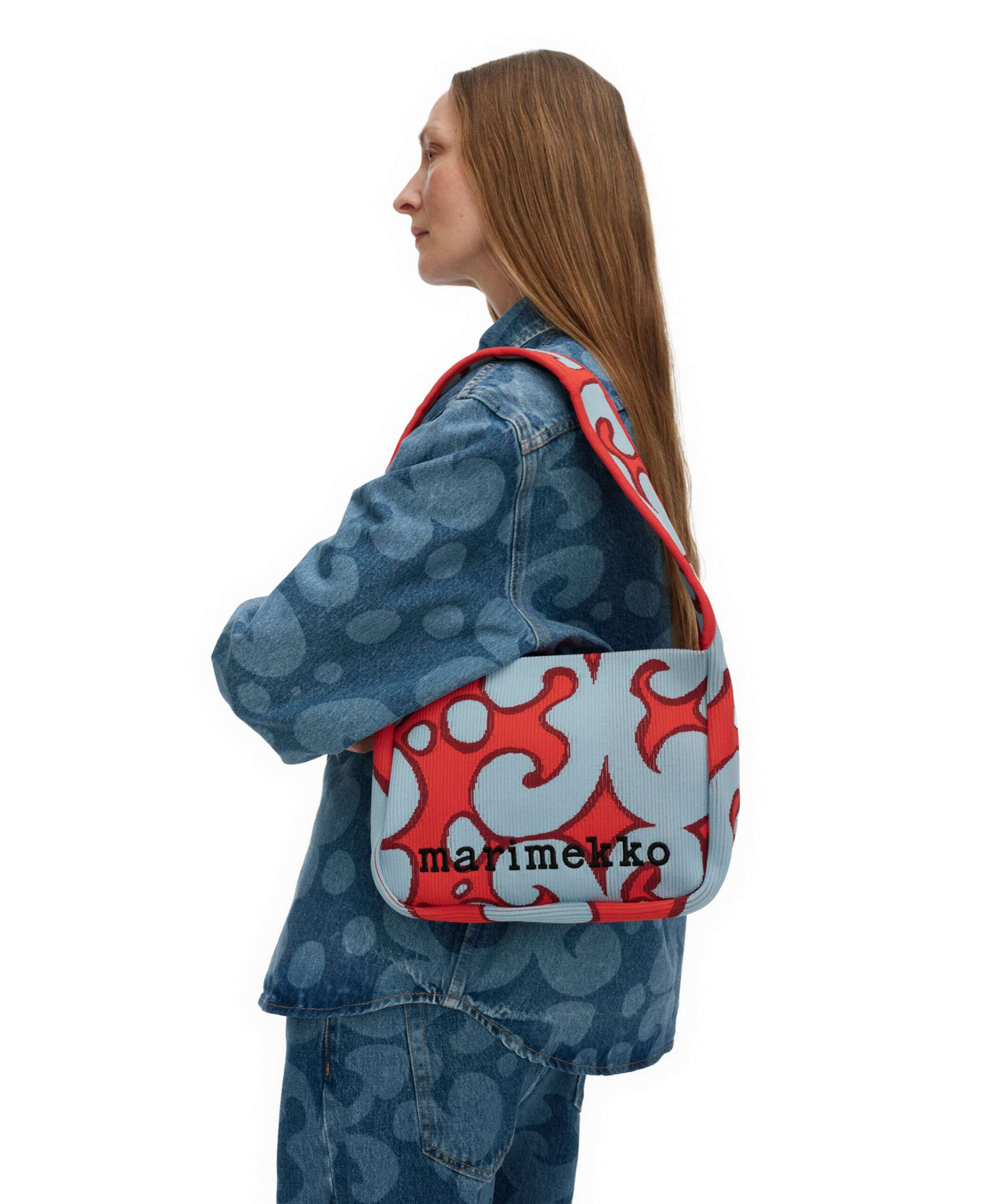 Marimekko Knitted Keidas Schoudertas light blue/red - Image 3