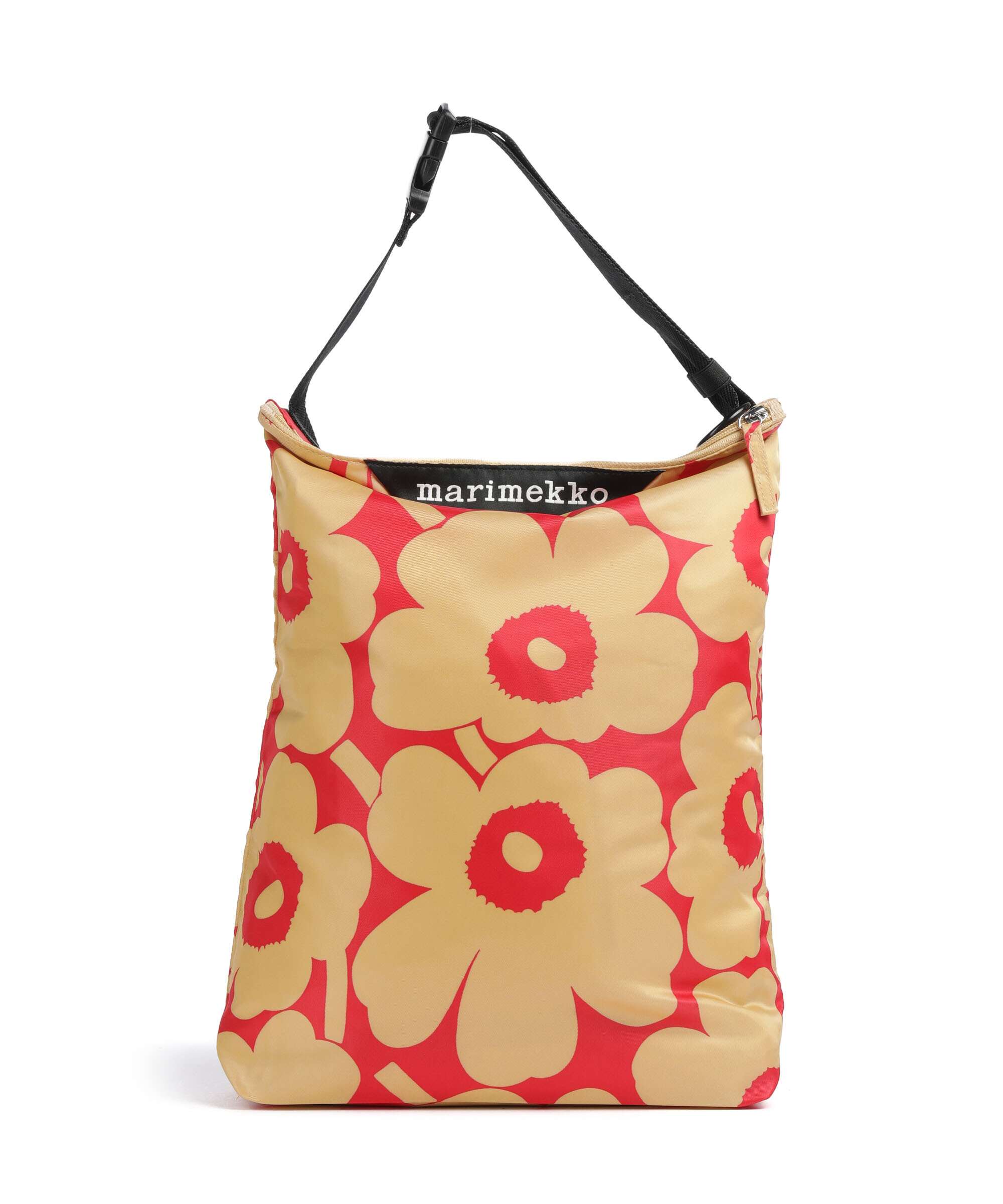 Marimekko Neat Unikko M Hobo tas light brown/red