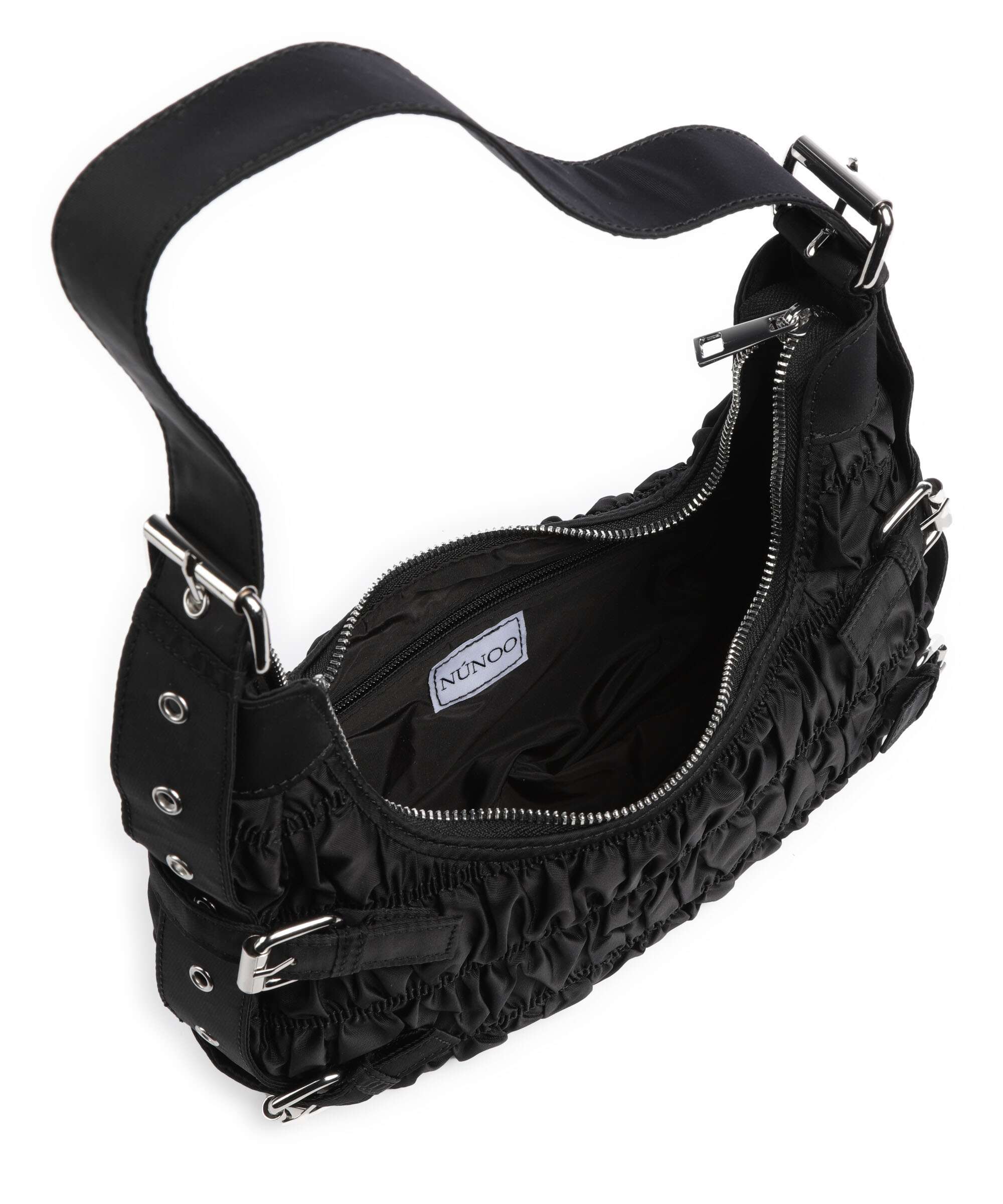 Núnoo Recycled Nylon Alaska Hobo tas black - Image 6